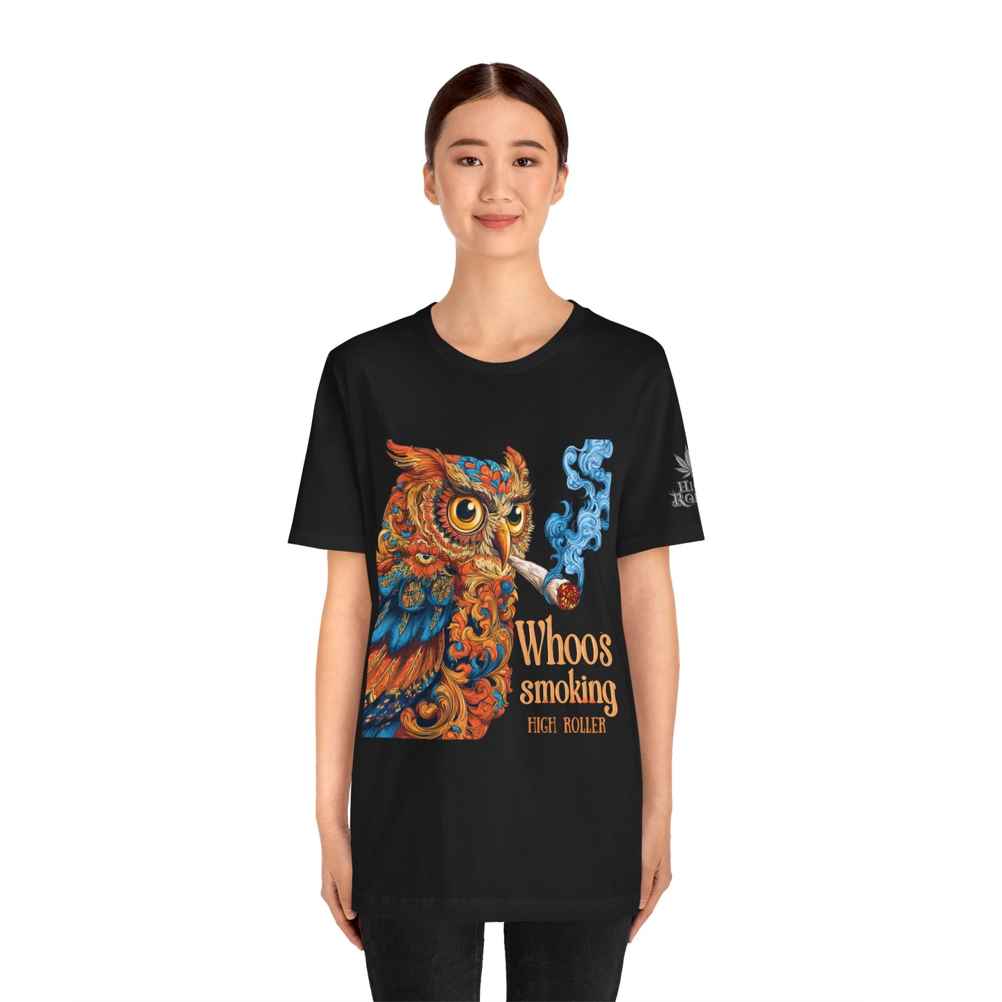Whoos Smoking Owl Tee - Wise Cannabis Art Design | High Roller