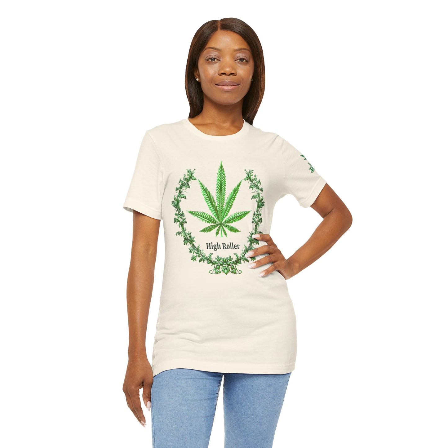 Cannabis Crest Wreath Tee - Botanical Elegance Art Design | High Roller