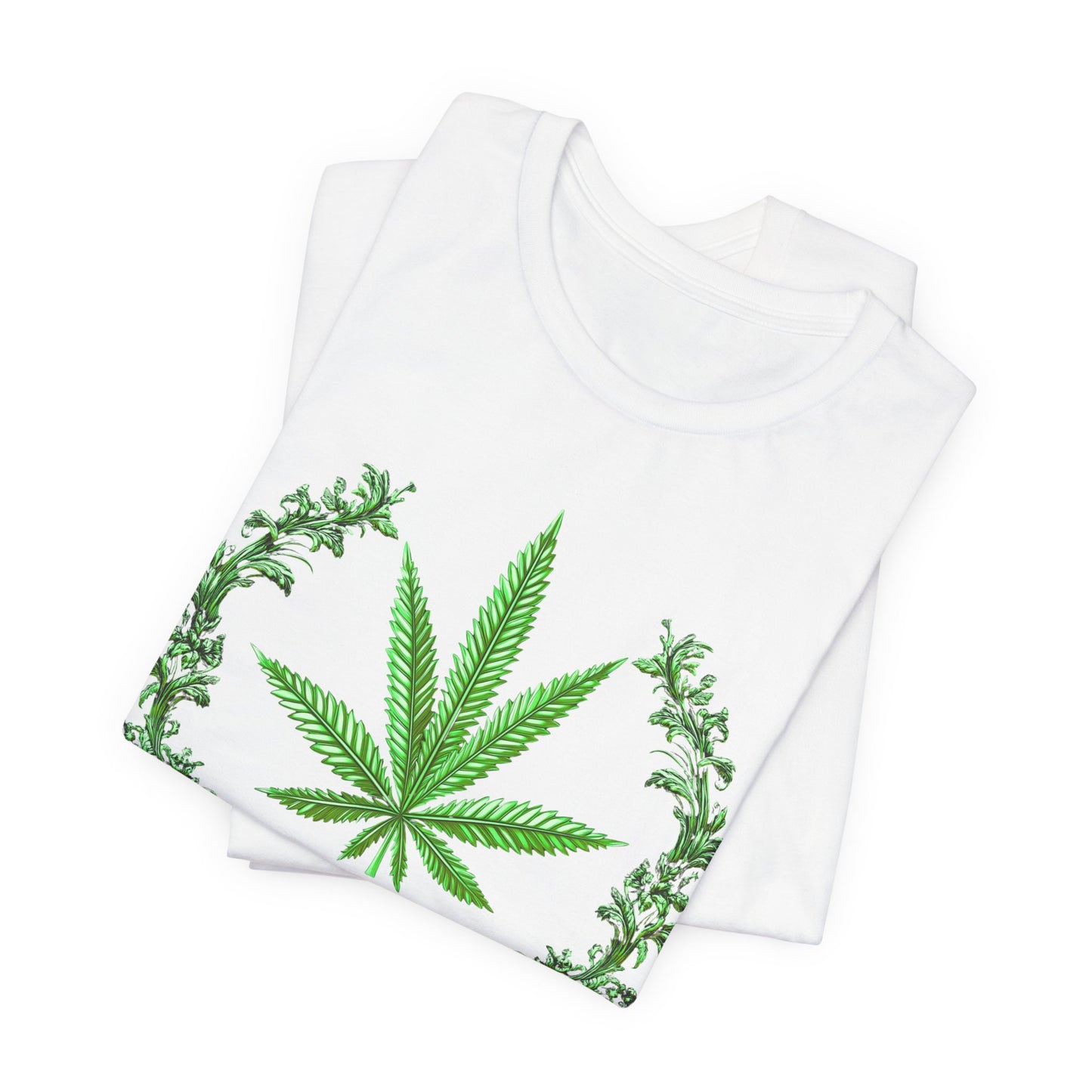 Cannabis Crest Wreath Tee - Botanical Elegance Art Design | High Roller