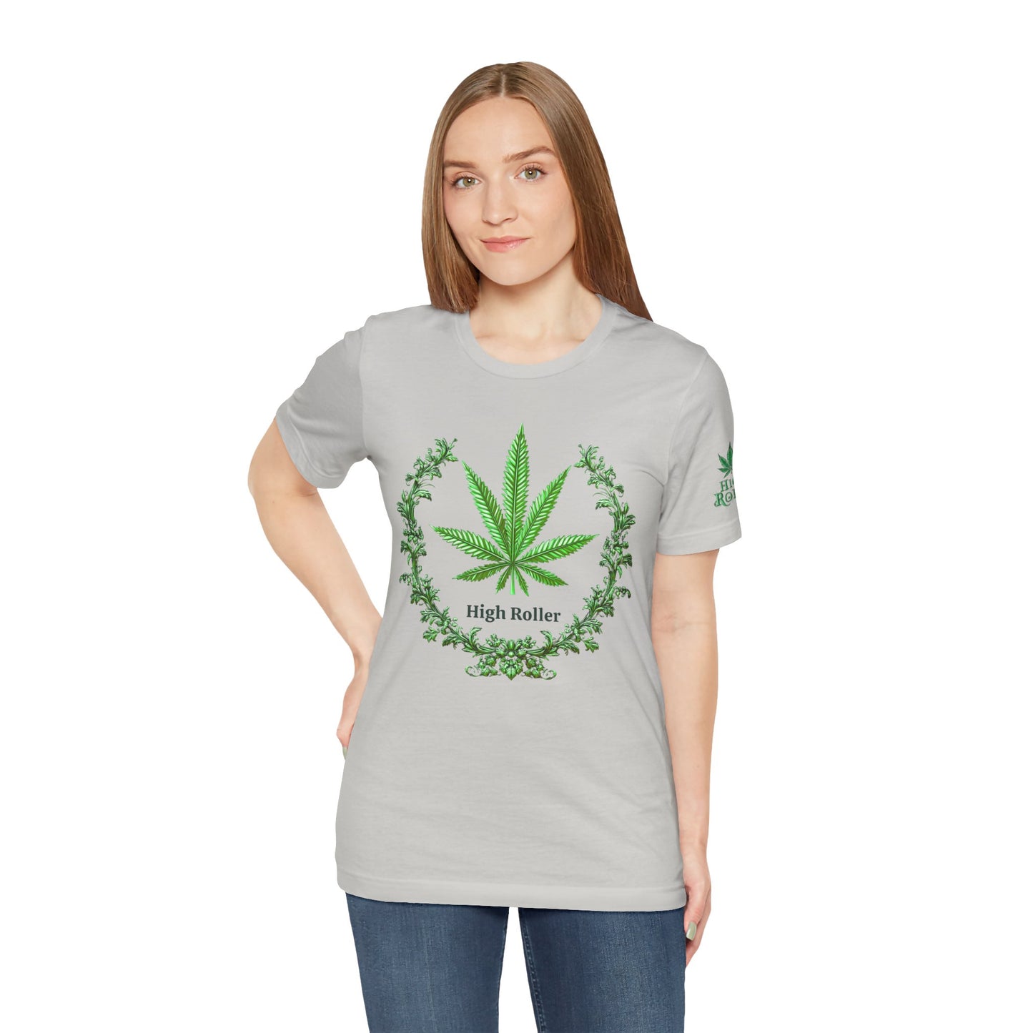 Cannabis Crest Wreath Tee - Botanical Elegance Art Design | High Roller