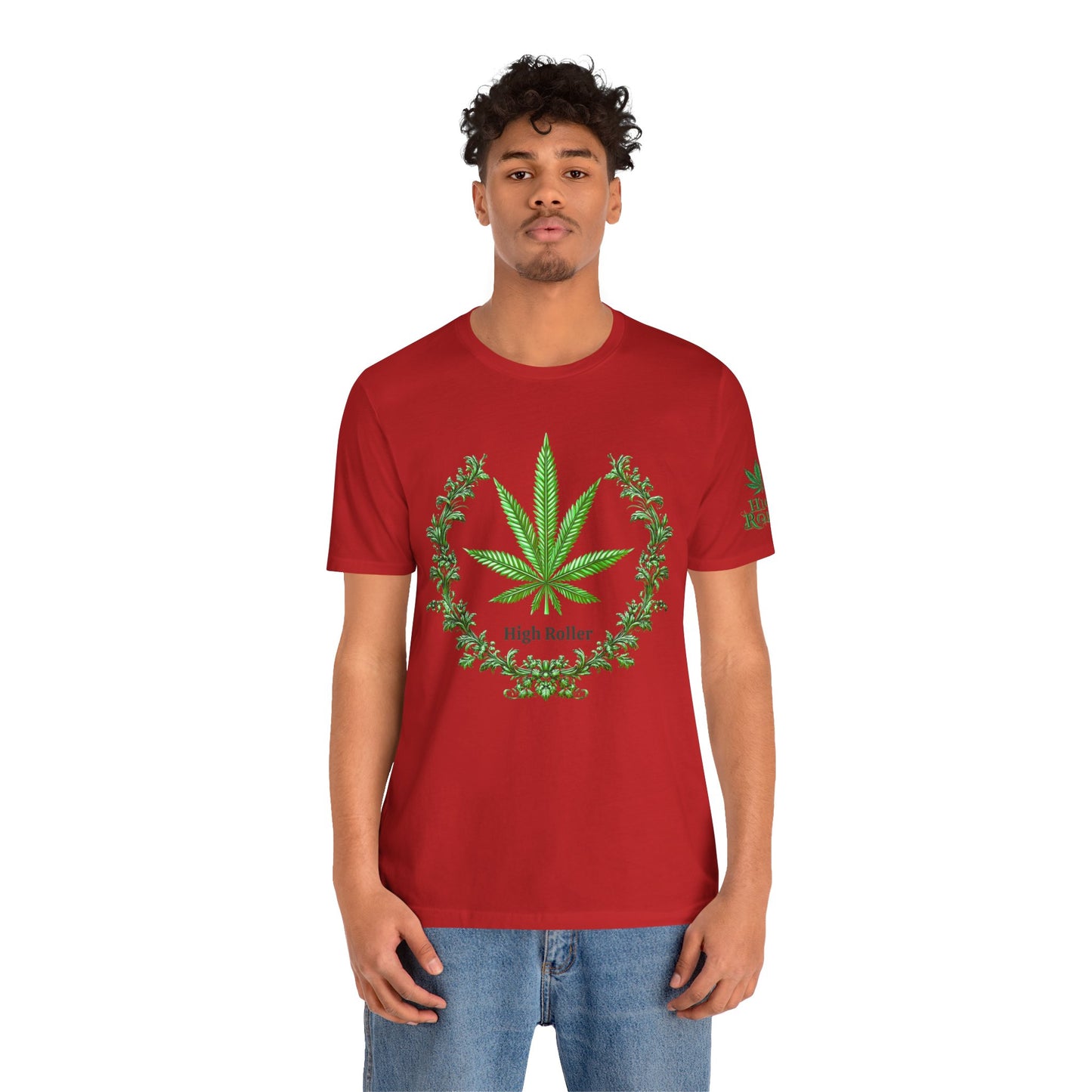 Cannabis Crest Wreath Tee - Botanical Elegance Art Design | High Roller