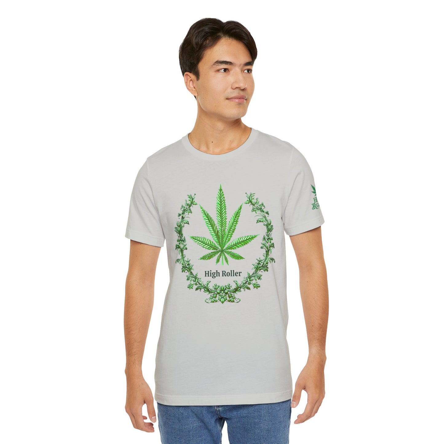 Cannabis Crest Wreath Tee - Botanical Elegance Art Design | High Roller