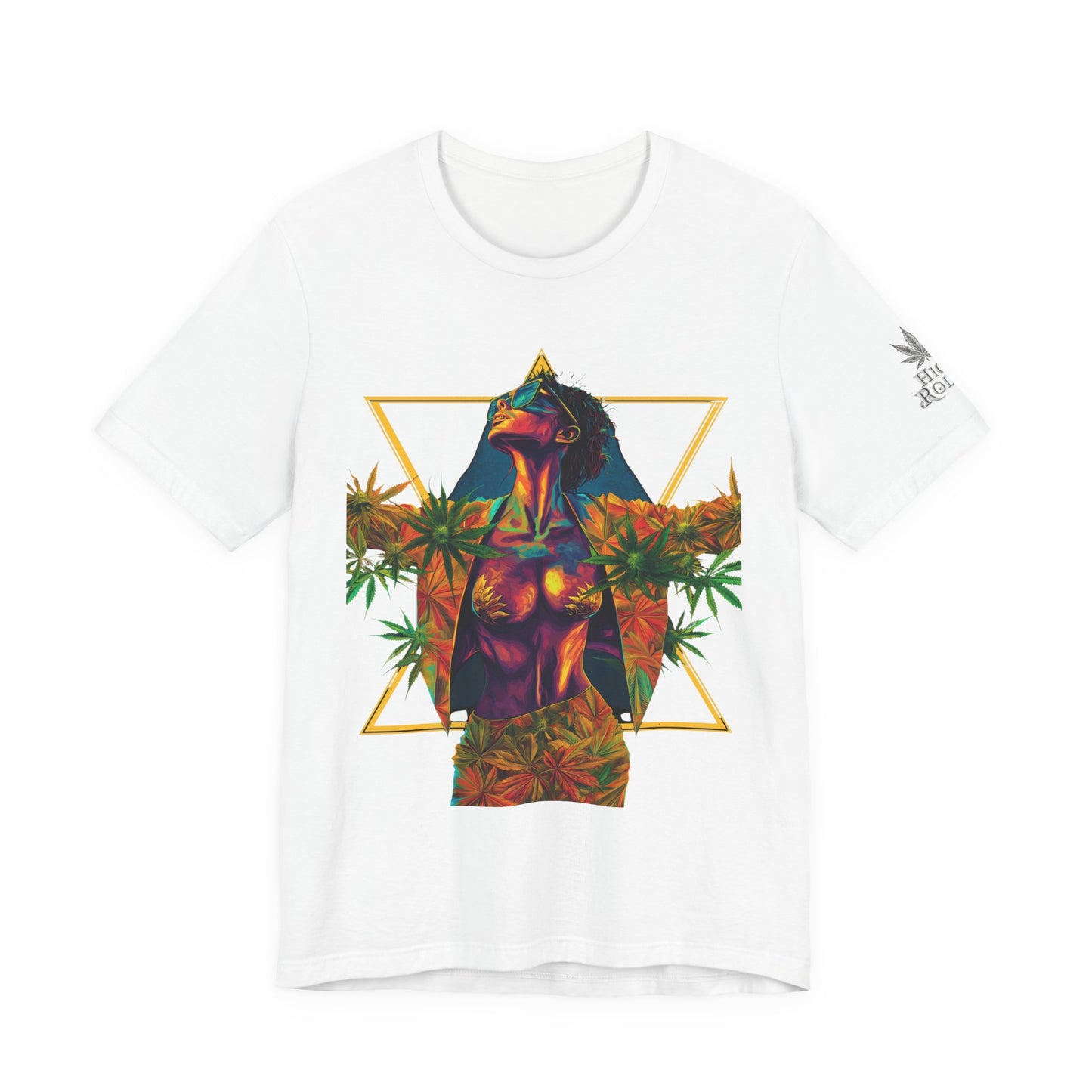 Sacred Geometry Cannabis Goddess Tee - Psychedelic Beauty Art Design | High Roller