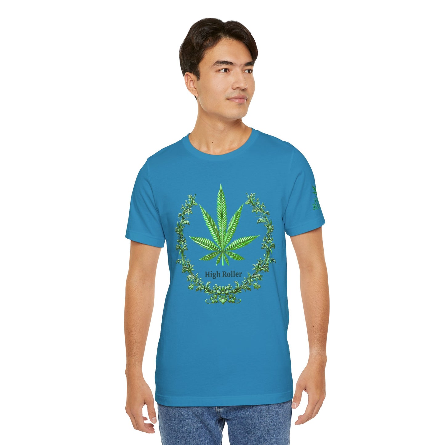 Cannabis Crest Wreath Tee - Botanical Elegance Art Design | High Roller