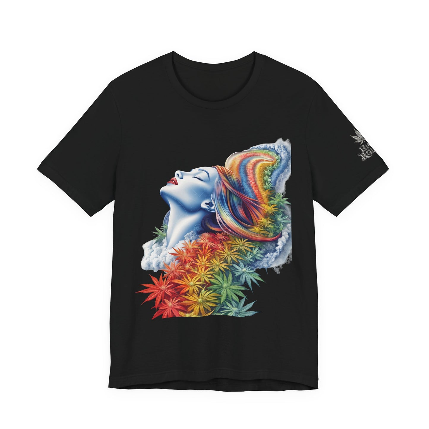 Rainbow Cannabis Goddess Tee - Ethereal Beauty Art Design | High Roller