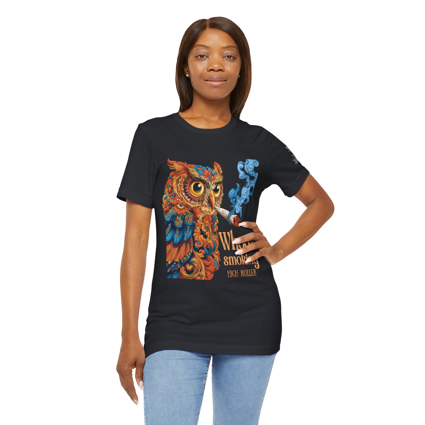 Whoos Smoking Owl Tee - Wise Cannabis Art Design | High Roller