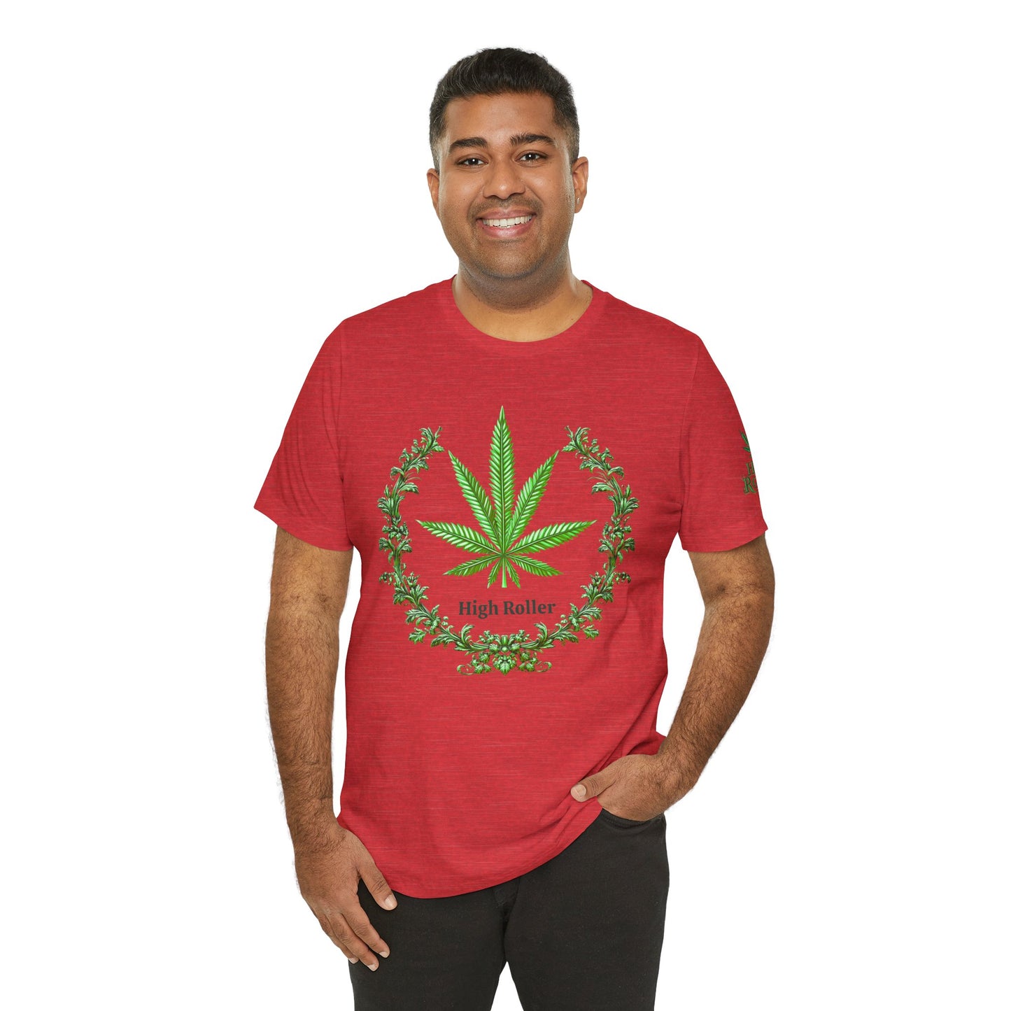 Cannabis Crest Wreath Tee - Botanical Elegance Art Design | High Roller