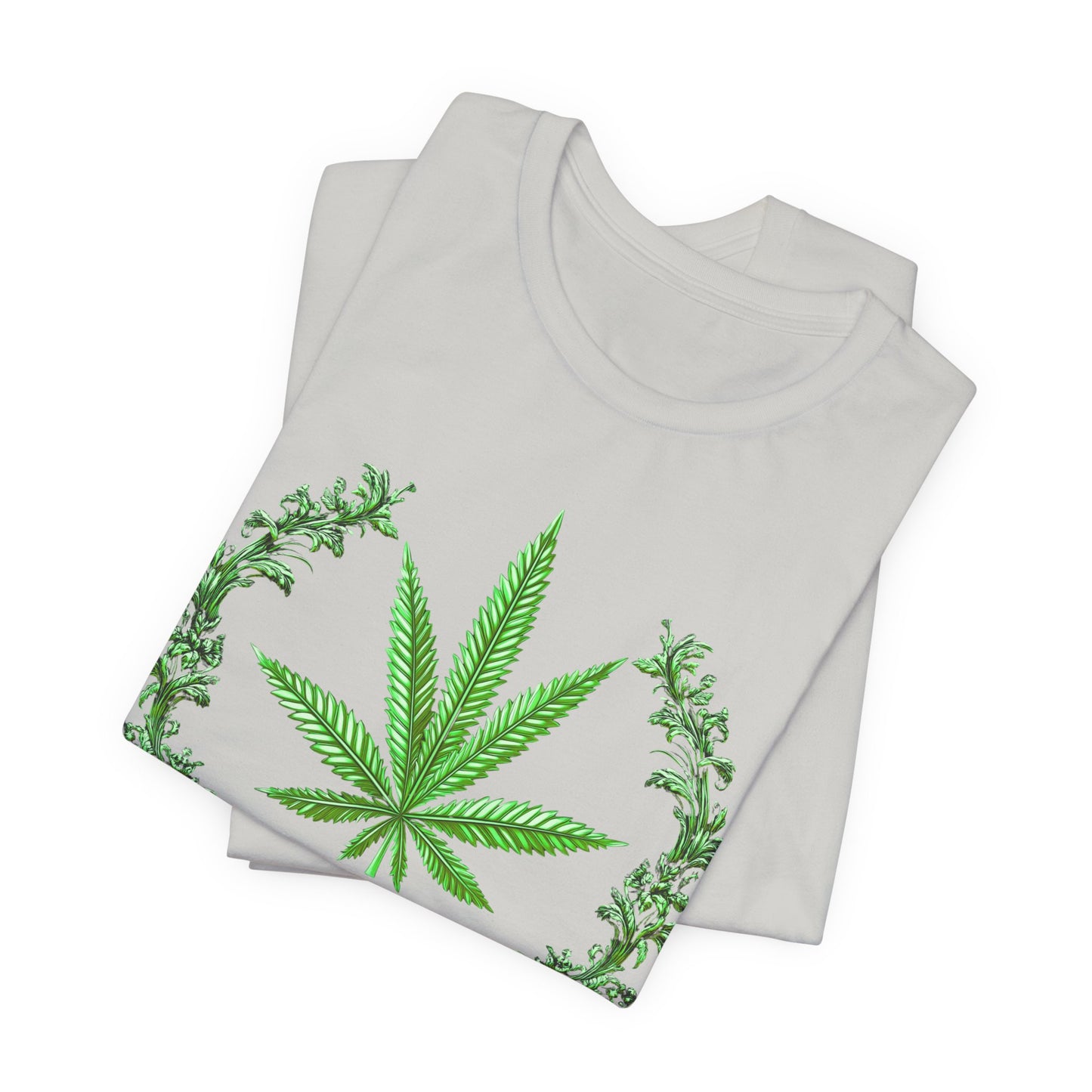 Cannabis Crest Wreath Tee - Botanical Elegance Art Design | High Roller