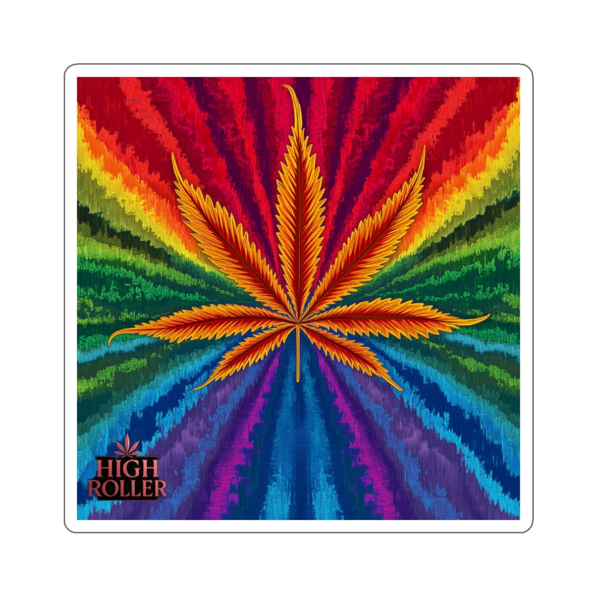 Psychedelic Rainbow Cannabis Leaf Sticker | High Roller Spectrum Art | Premium Die-Cut Vinyl Decal