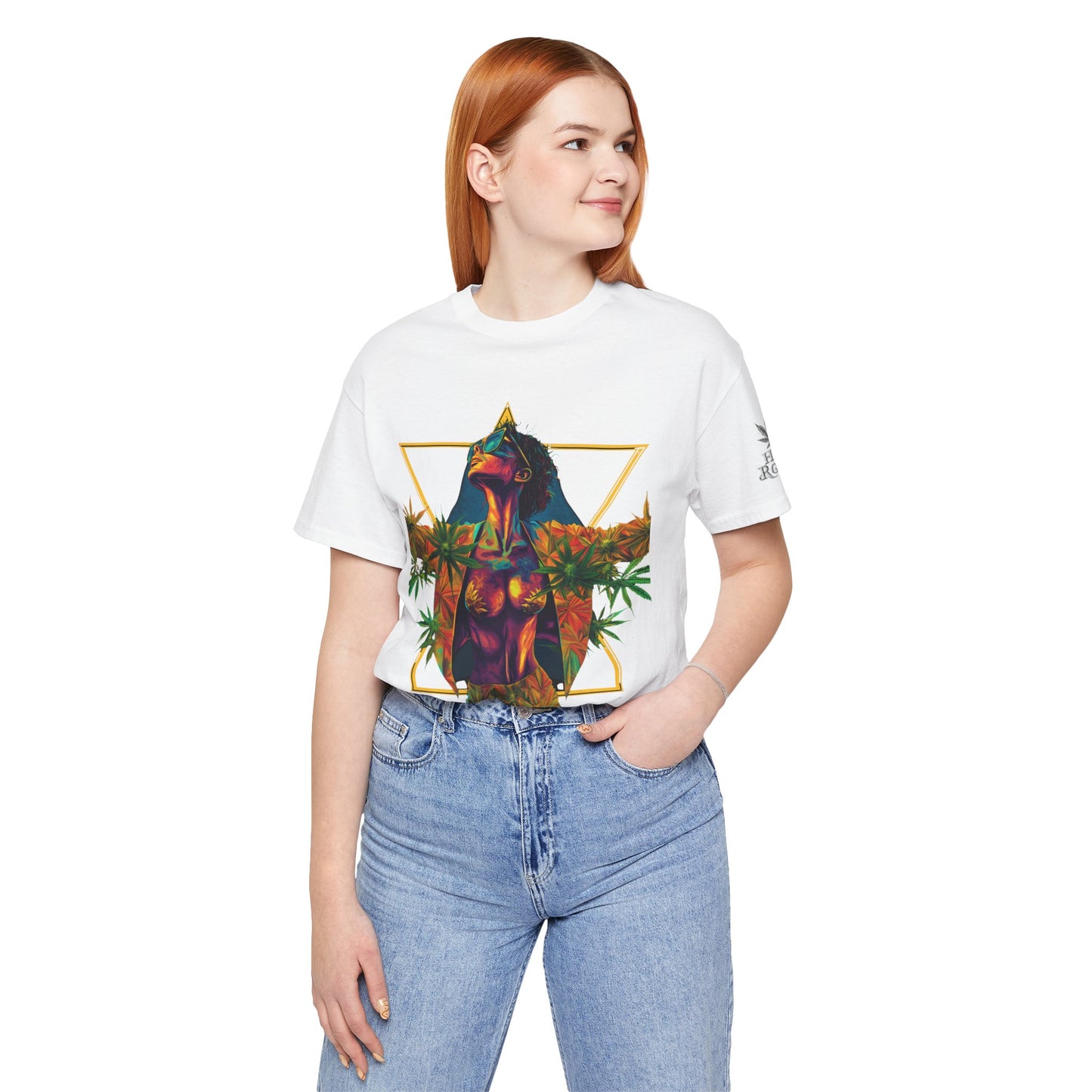 Sacred Geometry Cannabis Goddess Tee - Psychedelic Beauty Art Design | High Roller