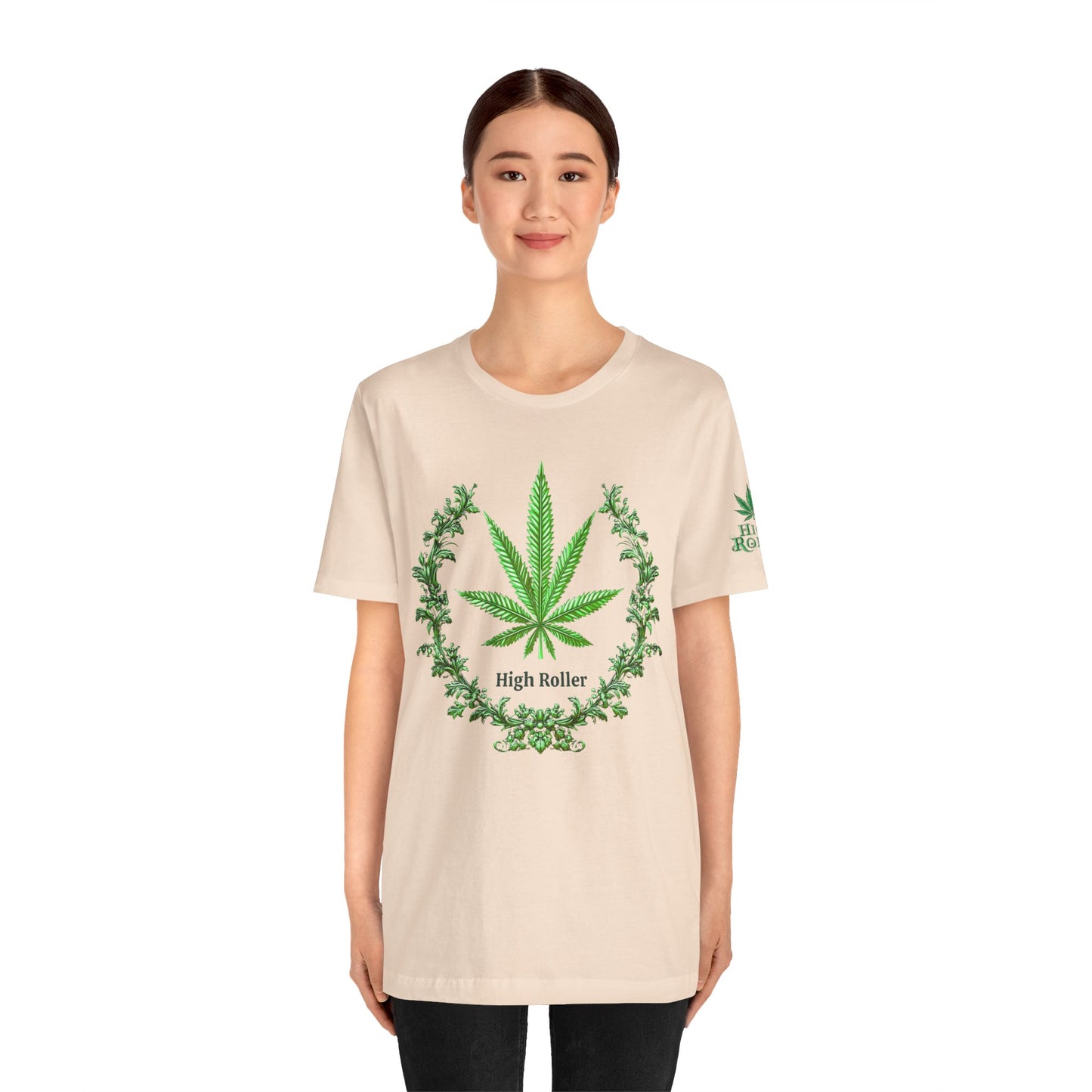 Cannabis Crest Wreath Tee - Botanical Elegance Art Design | High Roller