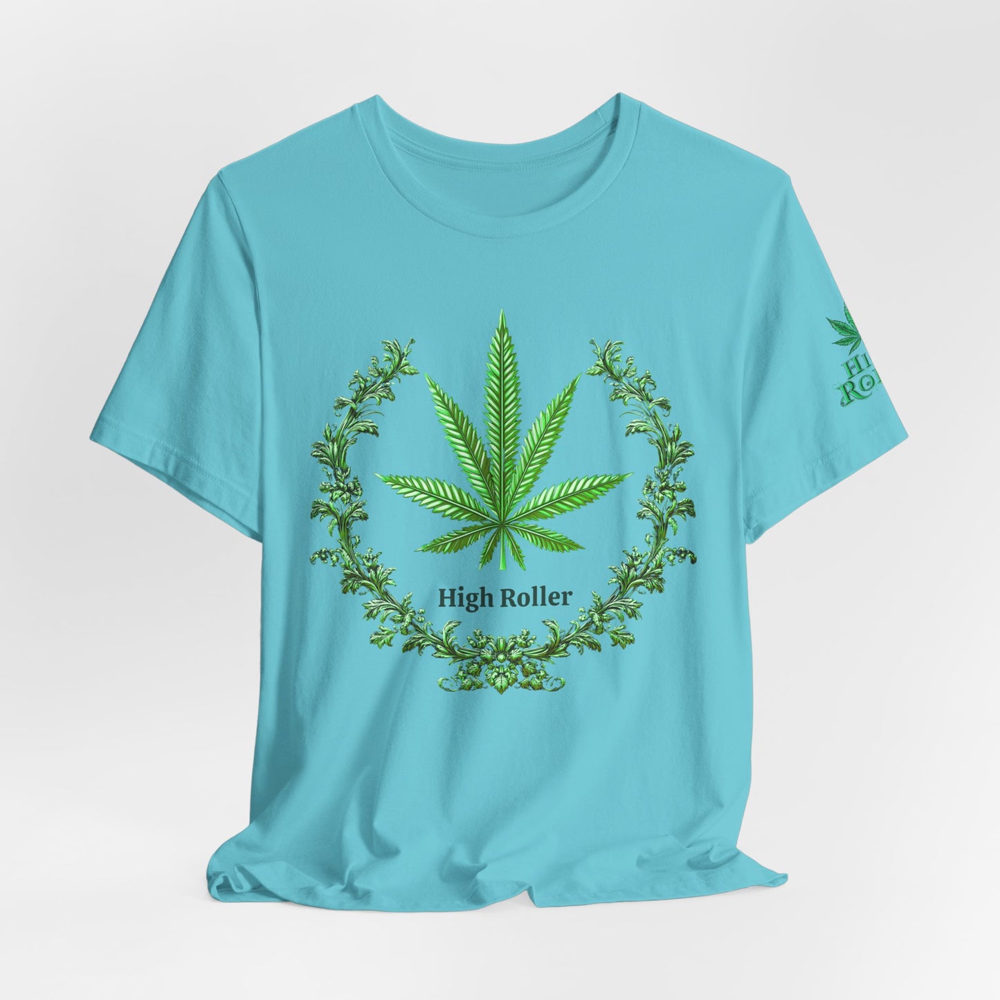 Cannabis Crest Wreath Tee - Botanical Elegance Art Design | High Roller