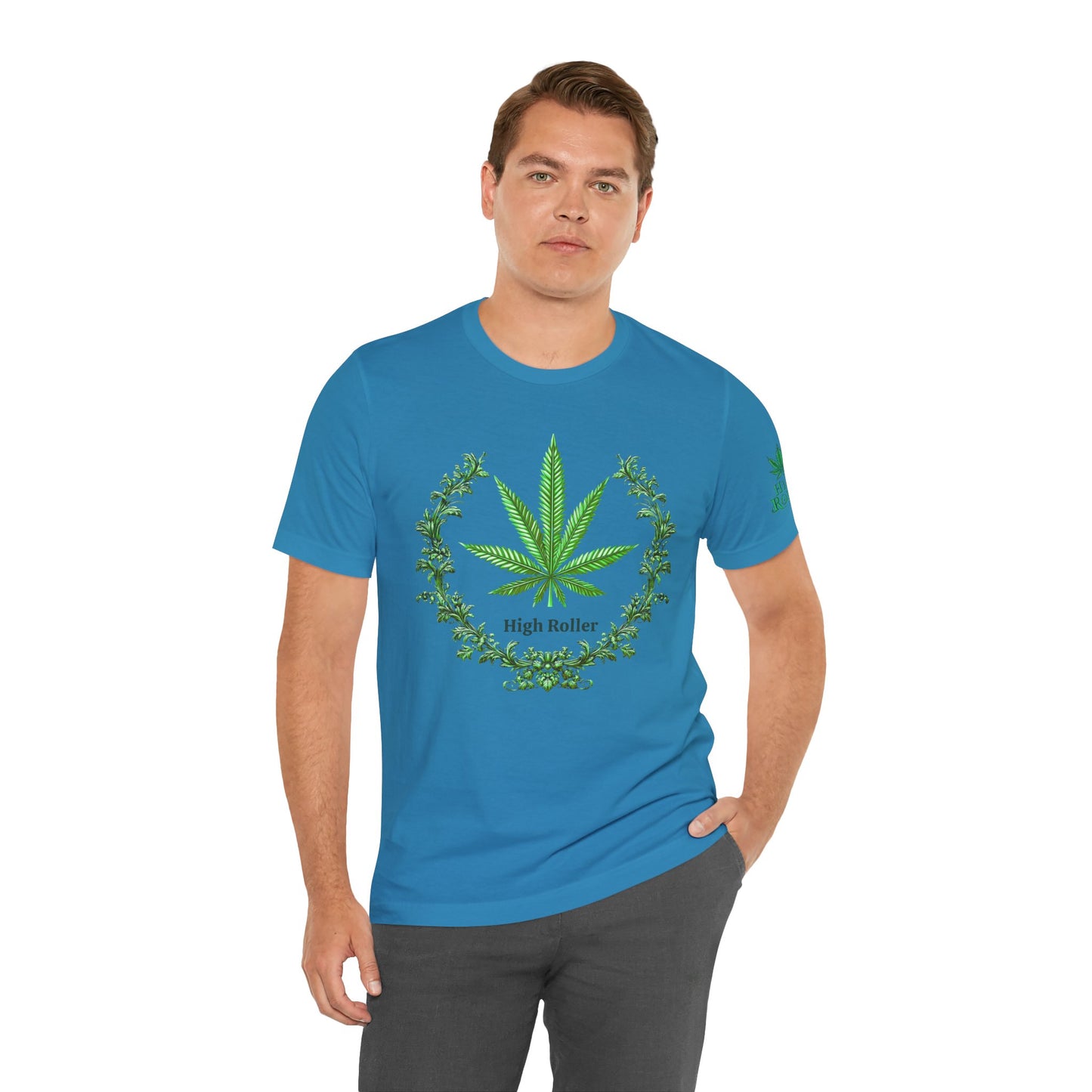 Cannabis Crest Wreath Tee - Botanical Elegance Art Design | High Roller
