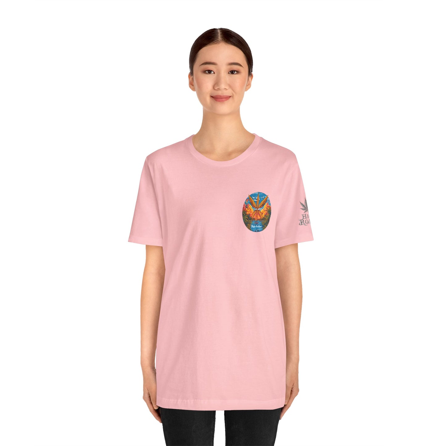 Cannabis Paradise Circle Tee - Tropical Sunset Art Design | High Roller
