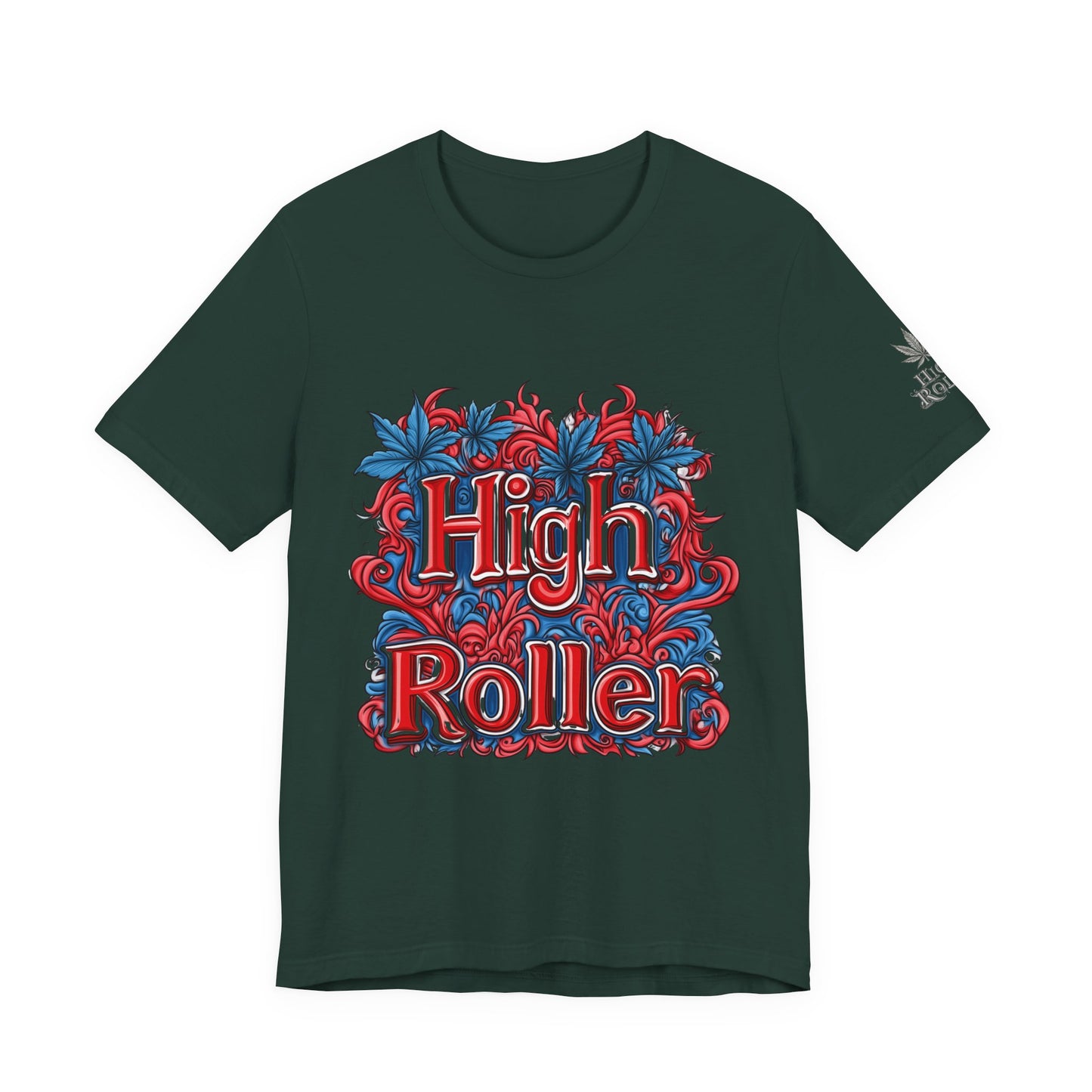 High Roller Ornate Logo Tee - Cannabis Typography Art Design | High Roller