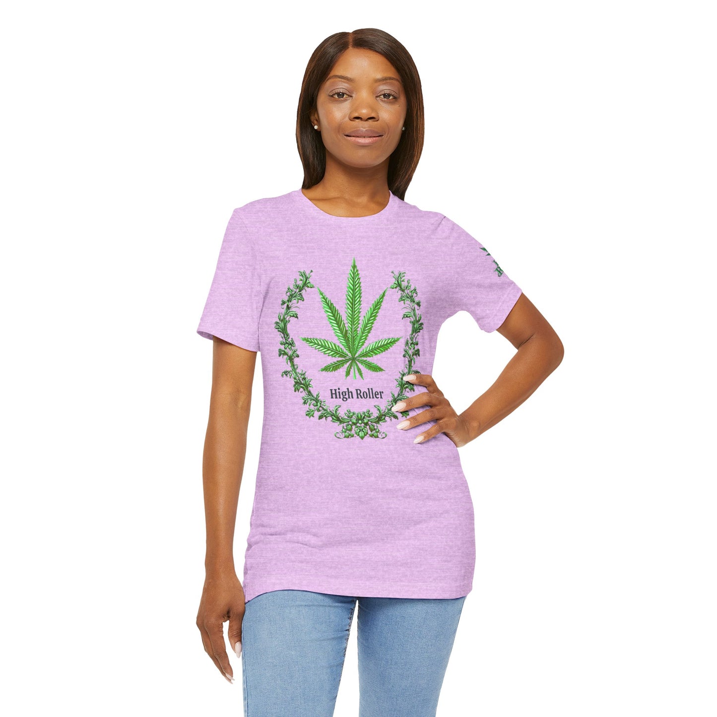 Cannabis Crest Wreath Tee - Botanical Elegance Art Design | High Roller