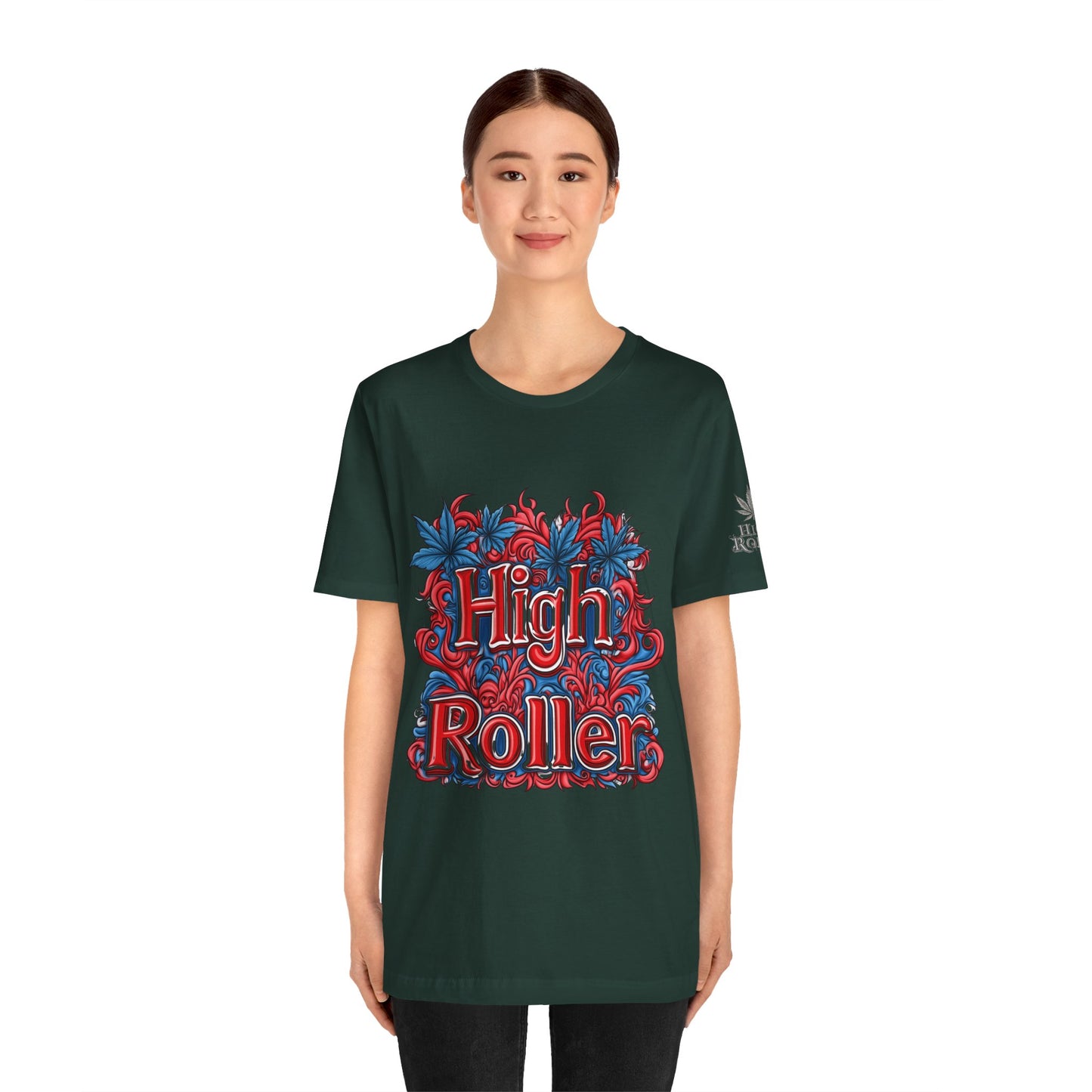 High Roller Ornate Logo Tee - Cannabis Typography Art Design | High Roller