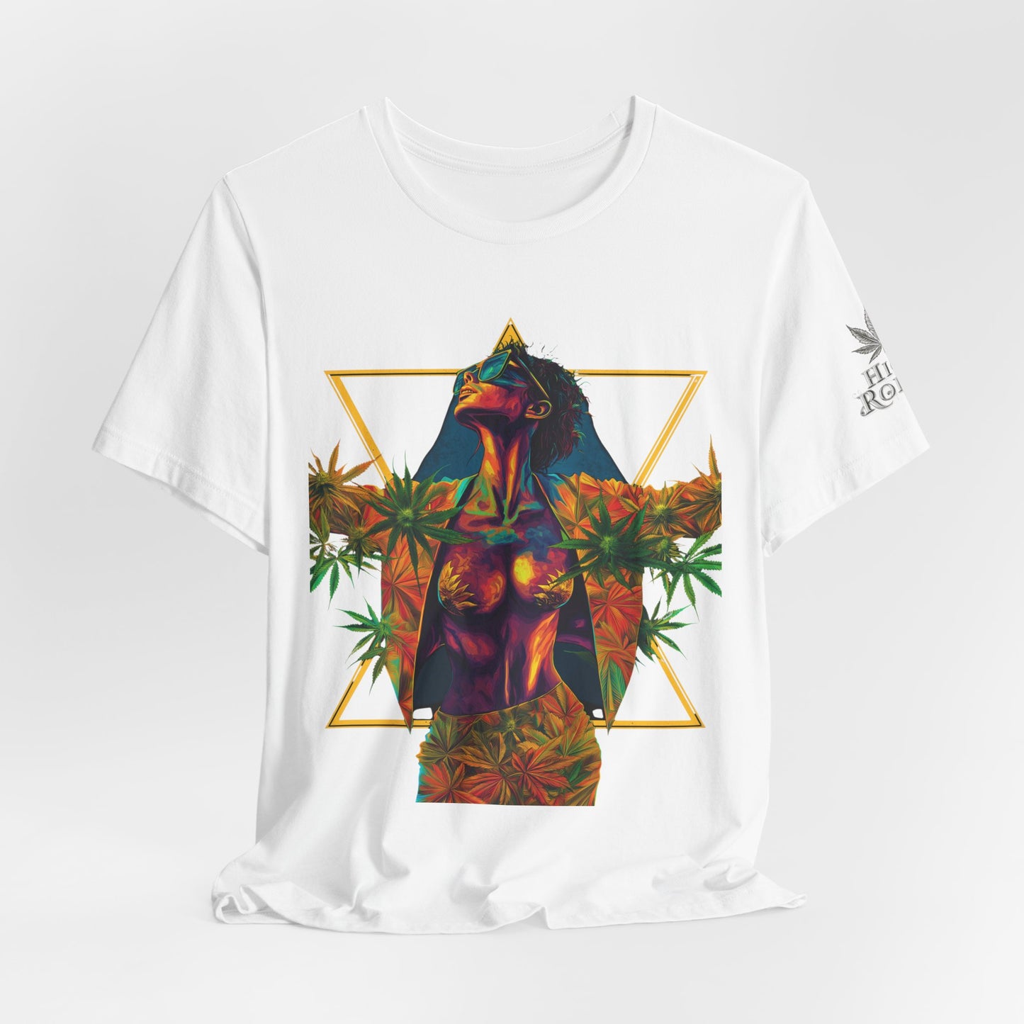 Sacred Geometry Cannabis Goddess Tee - Psychedelic Beauty Art Design | High Roller