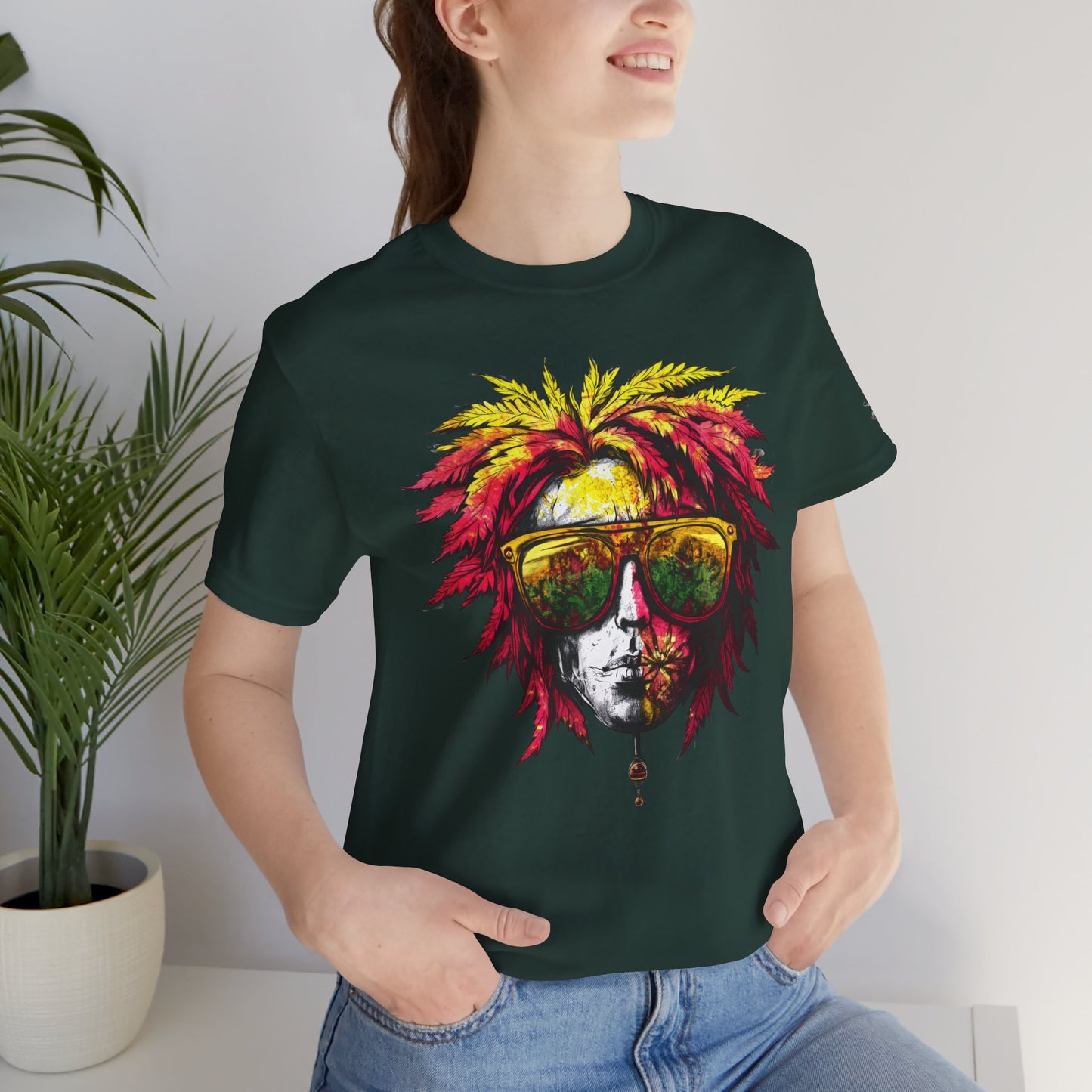 Rasta Cannabis Portrait Tee - Reggae Culture Art Design | High Roller