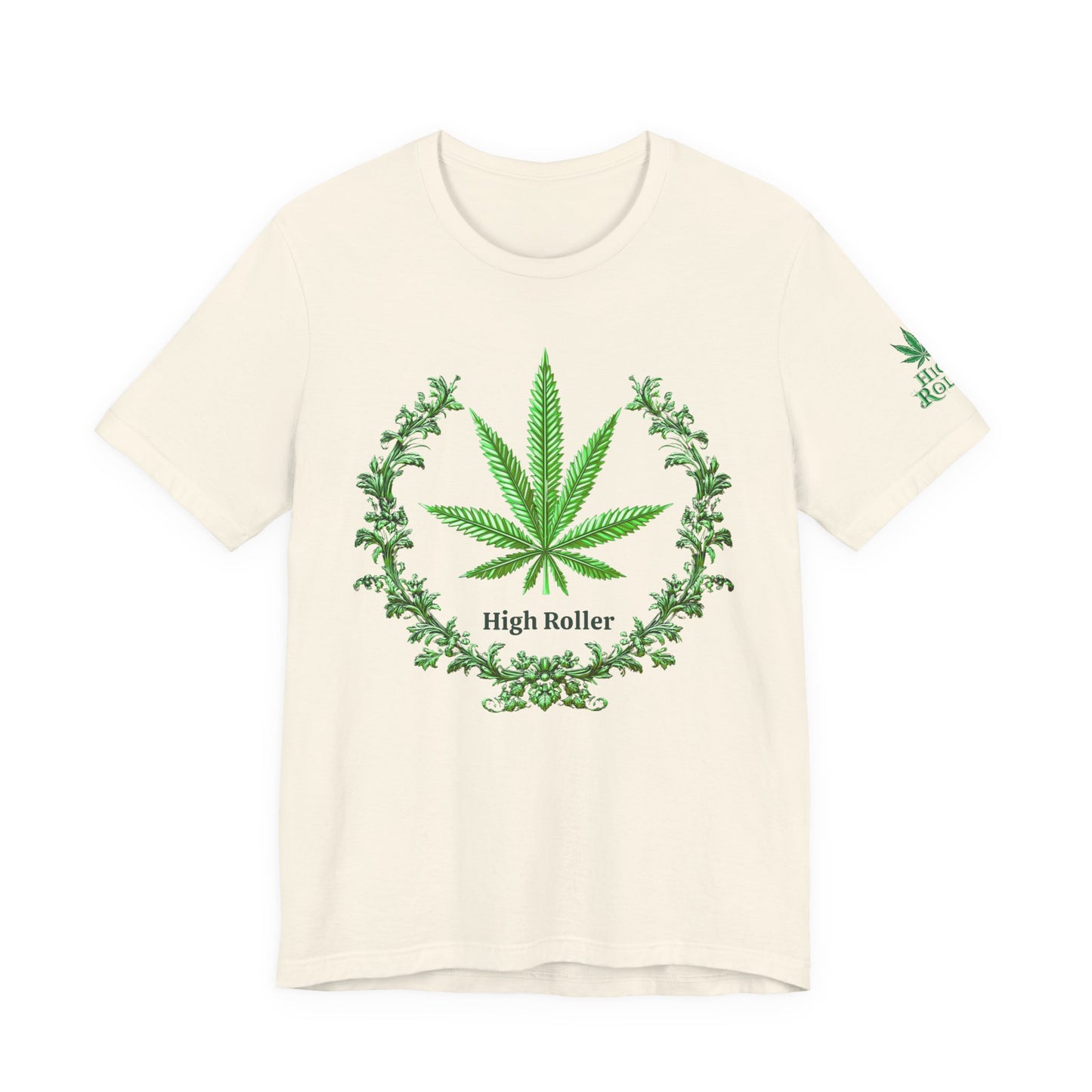 Cannabis Crest Wreath Tee - Botanical Elegance Art Design | High Roller