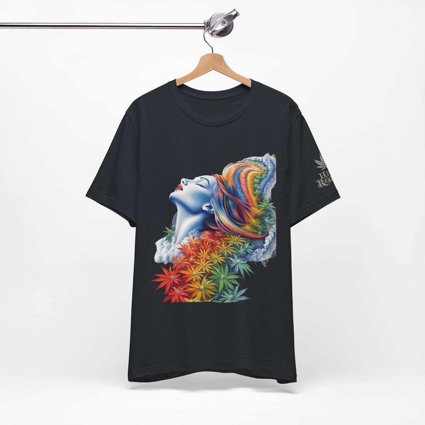 Rainbow Cannabis Goddess Tee - Ethereal Beauty Art Design | High Roller