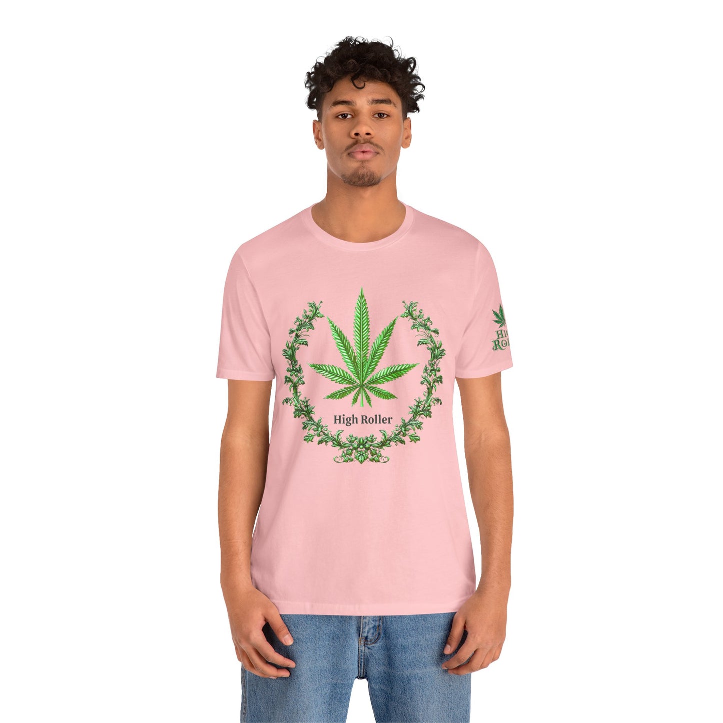 Cannabis Crest Wreath Tee - Botanical Elegance Art Design | High Roller