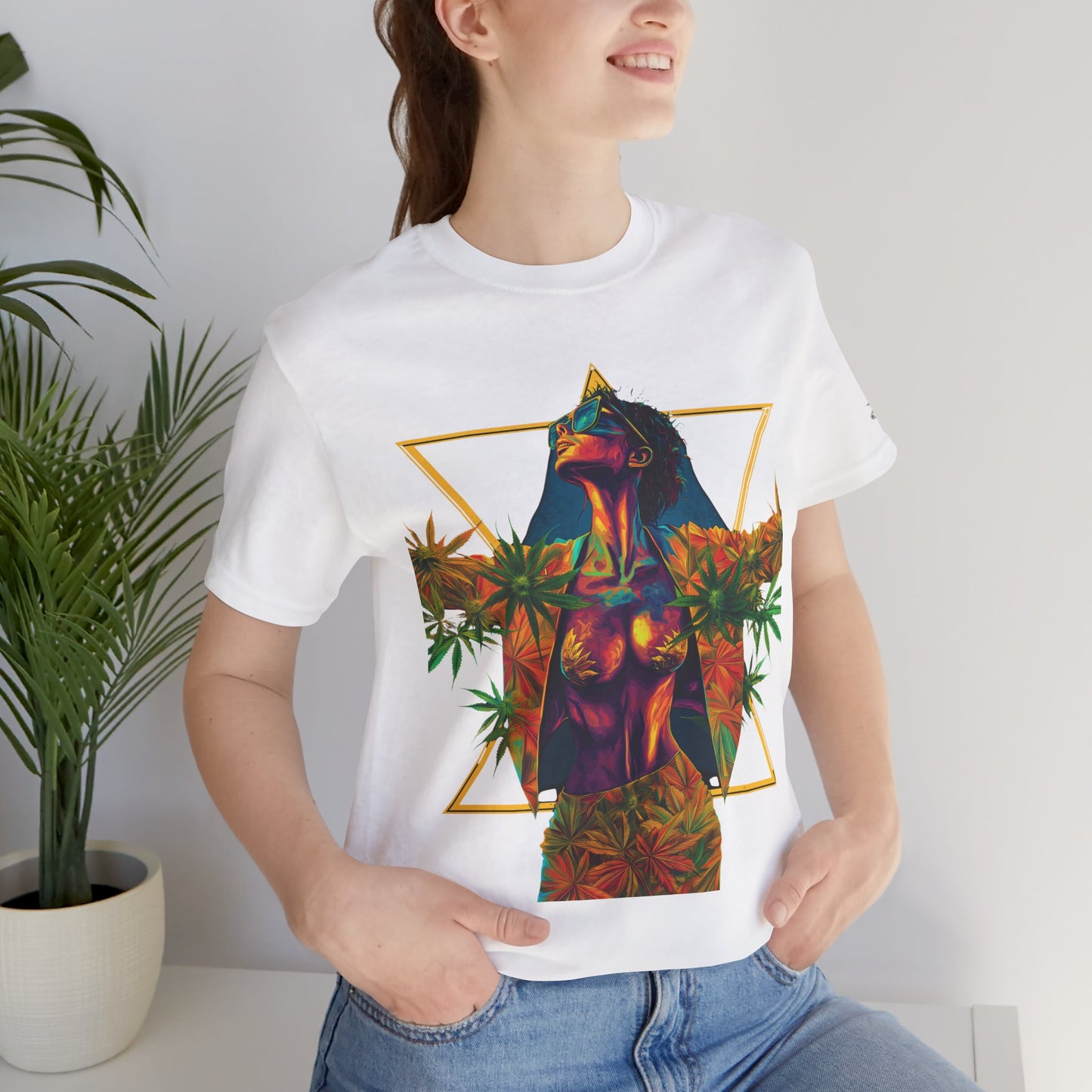 Sacred Geometry Cannabis Goddess Tee - Psychedelic Beauty Art Design | High Roller