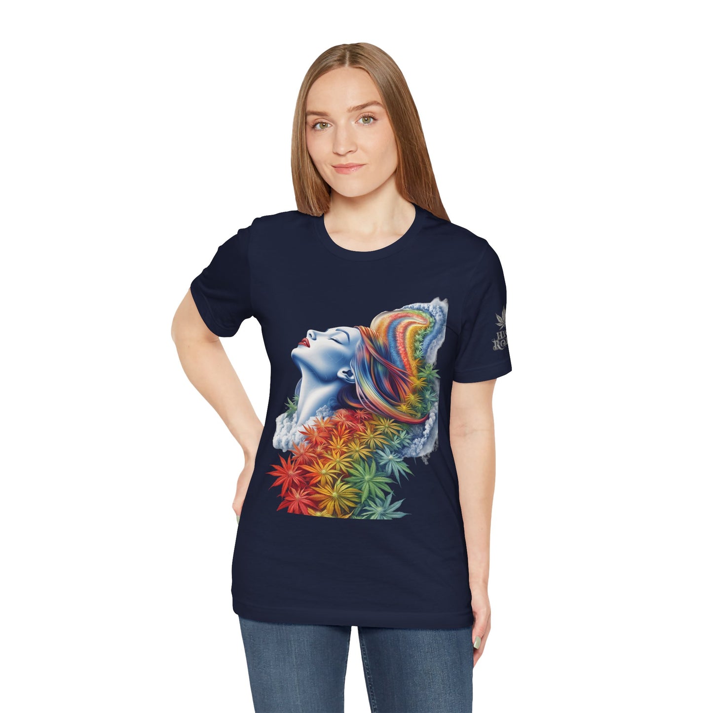 Rainbow Cannabis Goddess Tee - Ethereal Beauty Art Design | High Roller