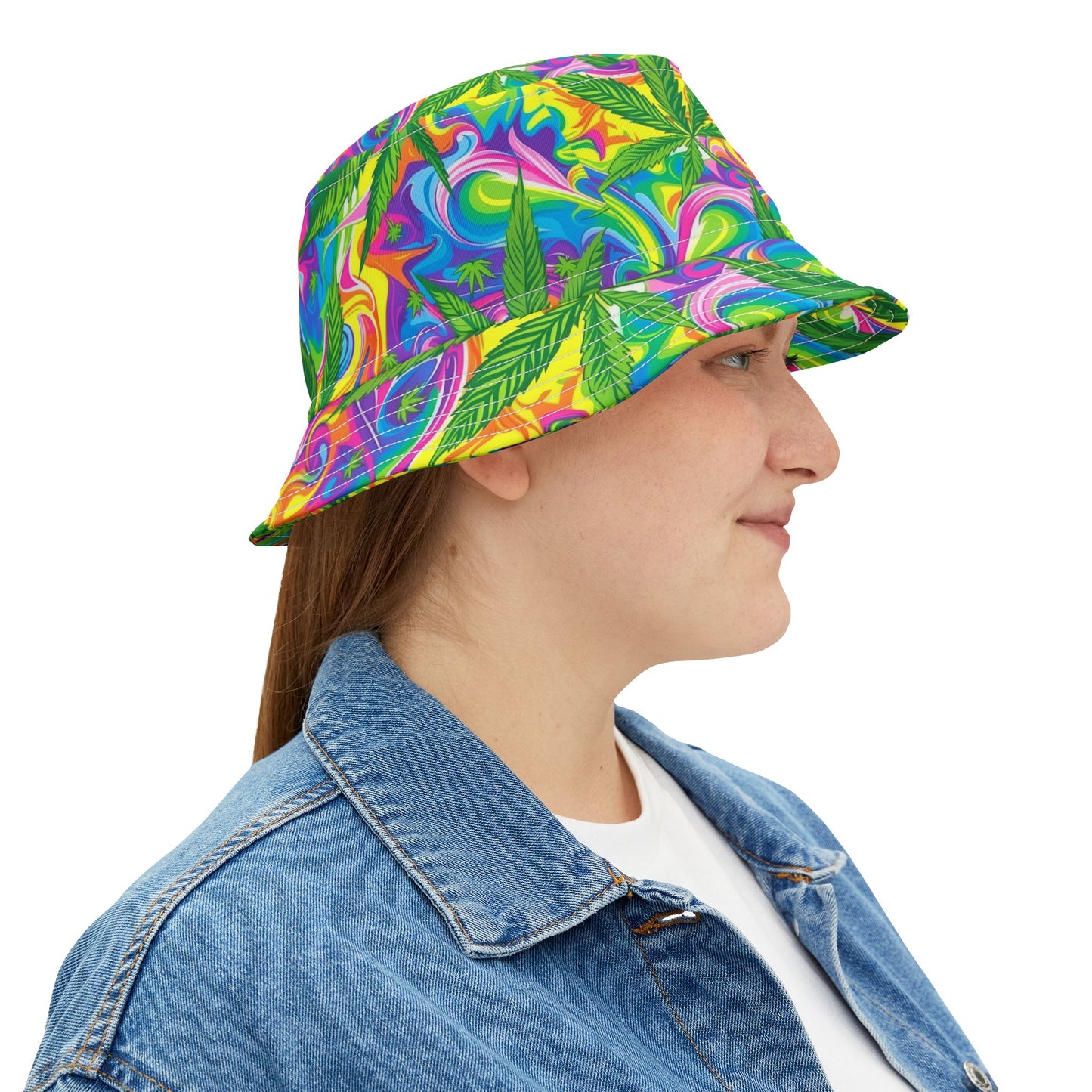 "HIGH ROLLER" Psychedelic Rainbow Swirl Bucket Hat