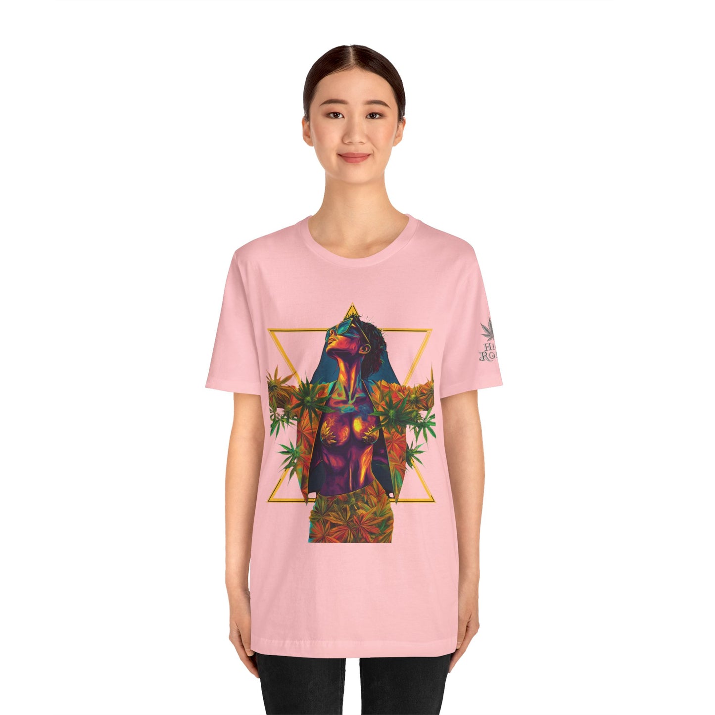 Sacred Geometry Cannabis Goddess Tee - Psychedelic Beauty Art Design | High Roller