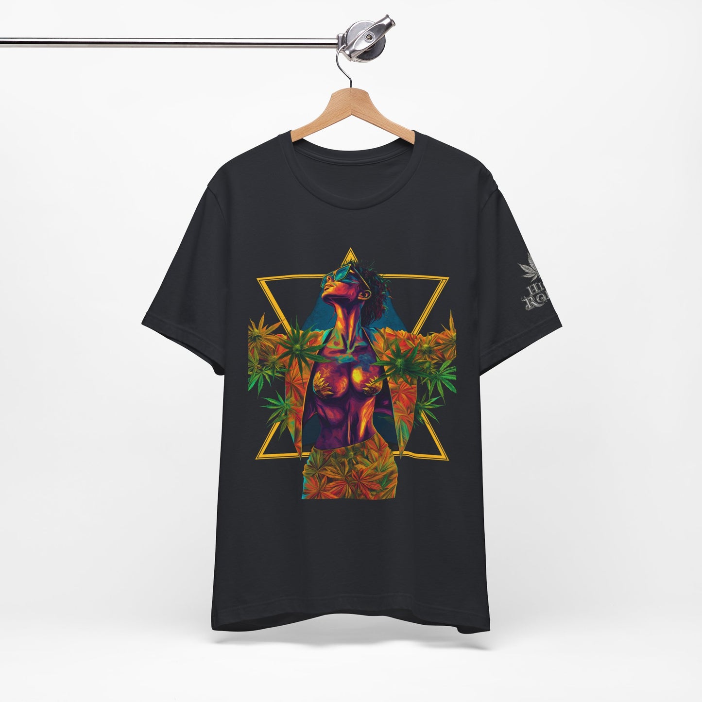 Sacred Geometry Cannabis Goddess Tee - Psychedelic Beauty Art Design | High Roller