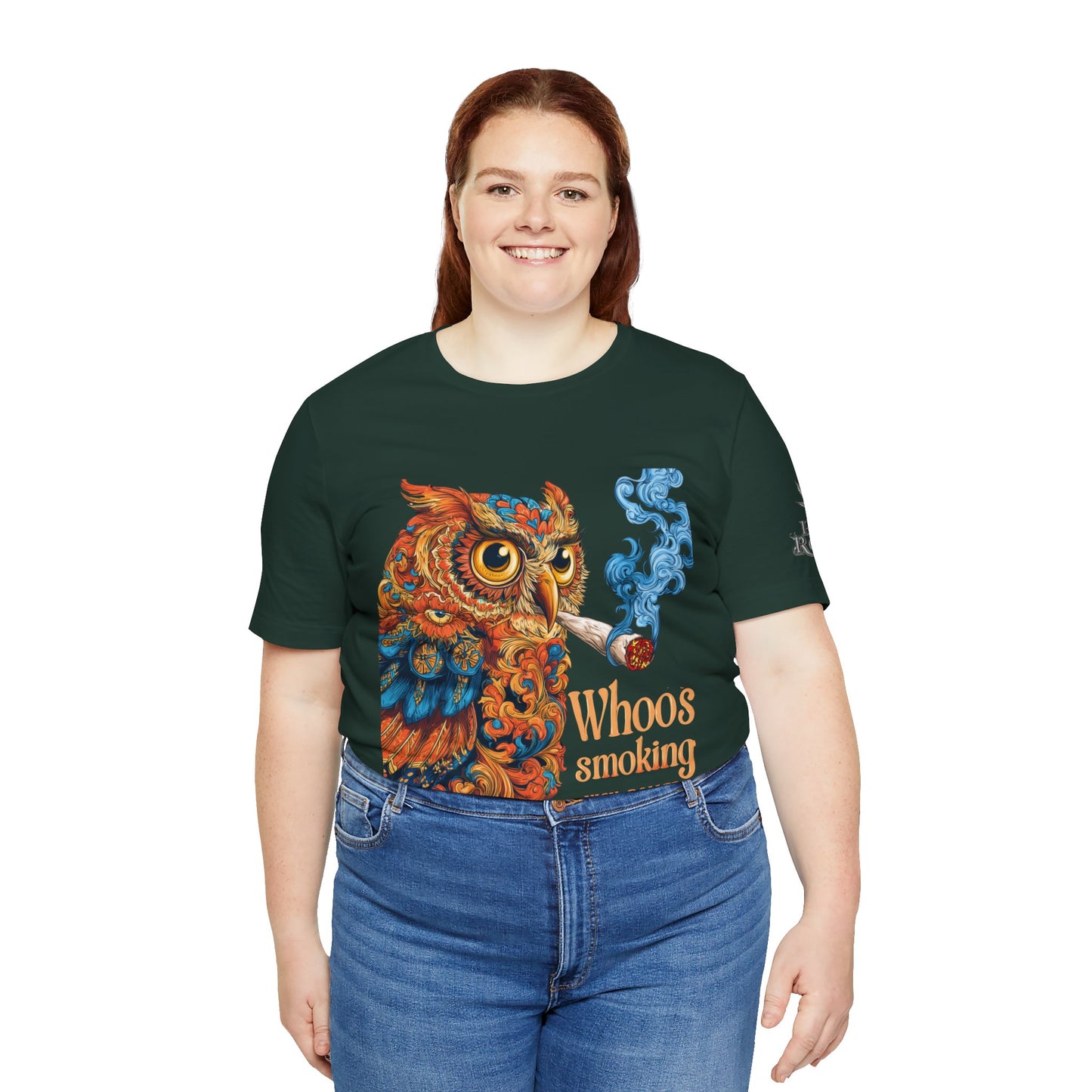 Whoos Smoking Owl Tee - Wise Cannabis Art Design | High Roller
