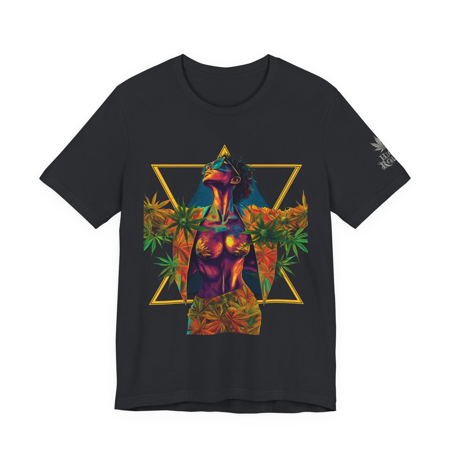 Sacred Geometry Cannabis Goddess Tee - Psychedelic Beauty Art Design | High Roller