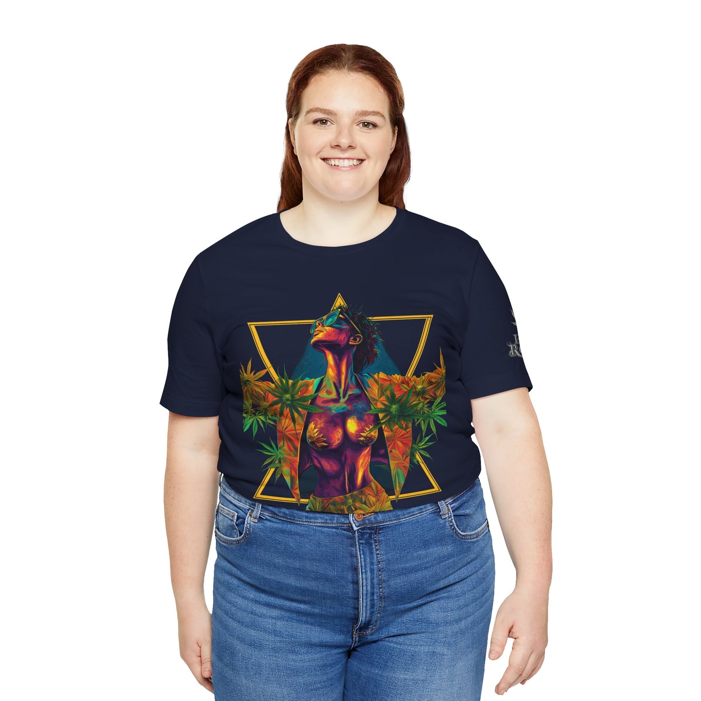 Sacred Geometry Cannabis Goddess Tee - Psychedelic Beauty Art Design | High Roller