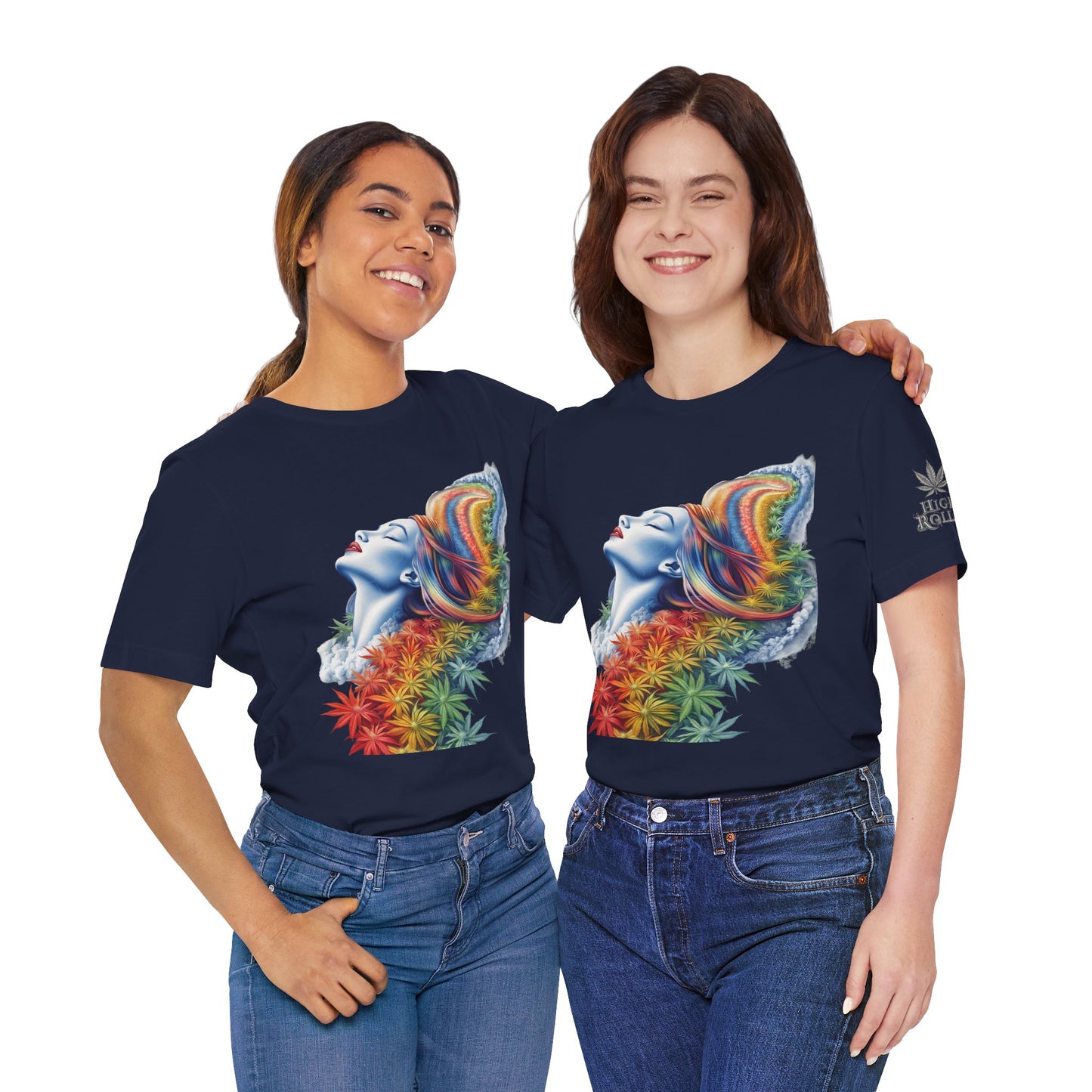 Rainbow Cannabis Goddess Tee - Ethereal Beauty Art Design | High Roller