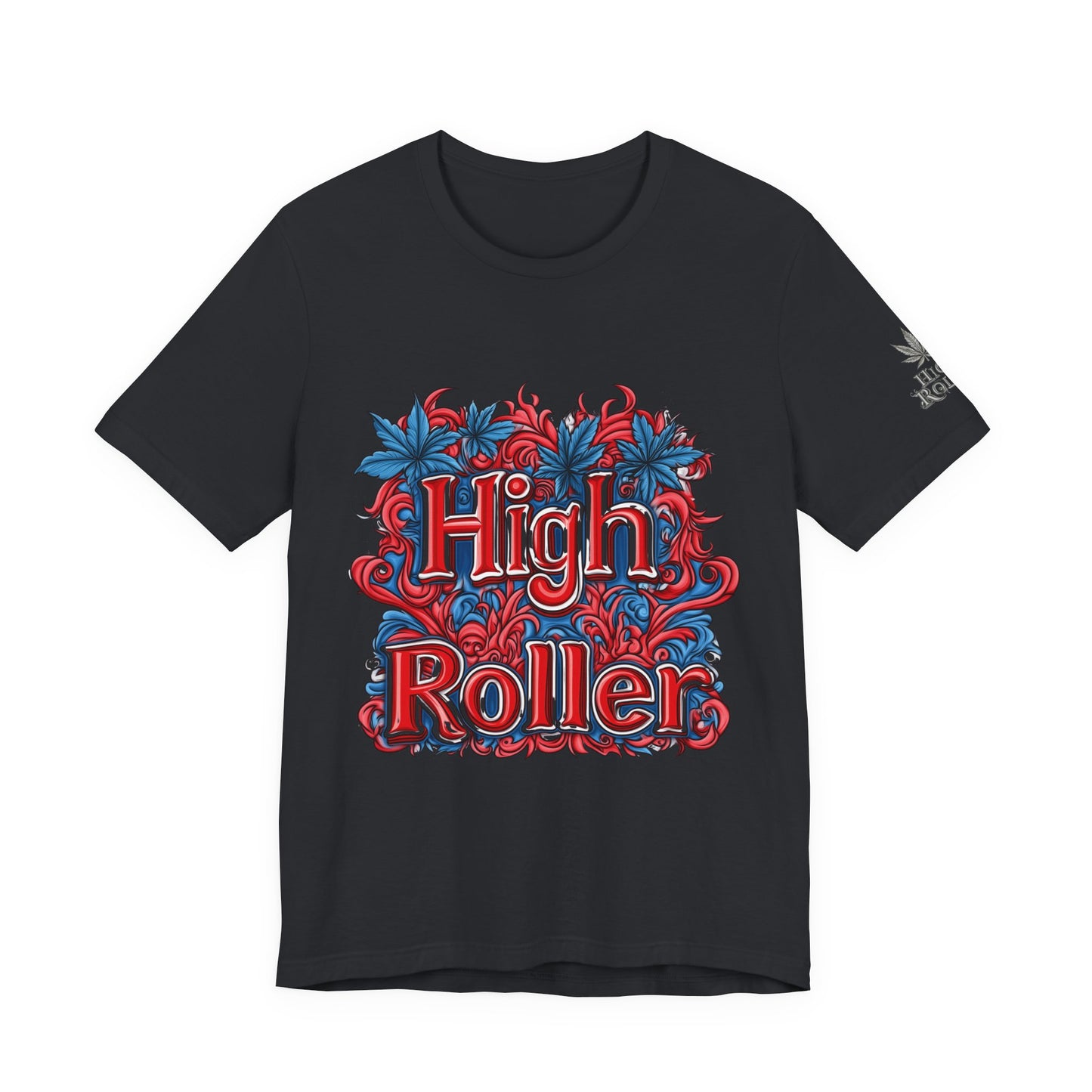 High Roller Ornate Logo Tee - Cannabis Typography Art Design | High Roller