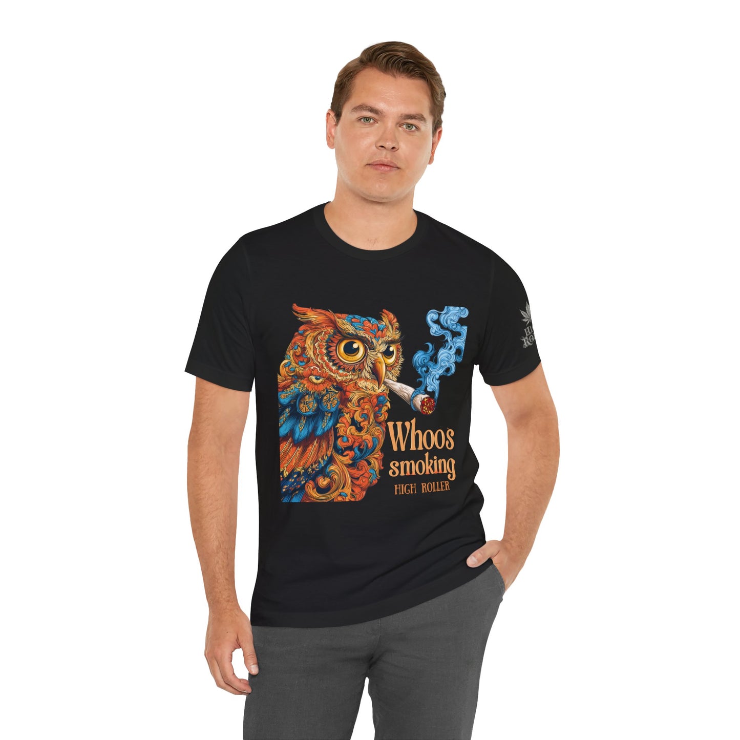 Whoos Smoking Owl Tee - Wise Cannabis Art Design | High Roller