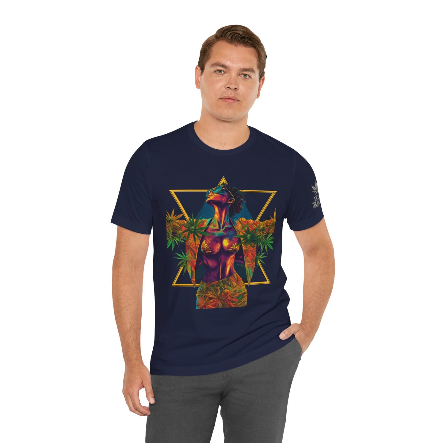 Sacred Geometry Cannabis Goddess Tee - Psychedelic Beauty Art Design | High Roller