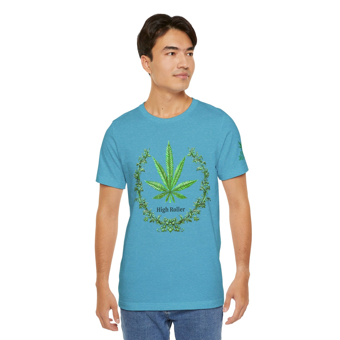 Cannabis Crest Wreath Tee - Botanical Elegance Art Design | High Roller