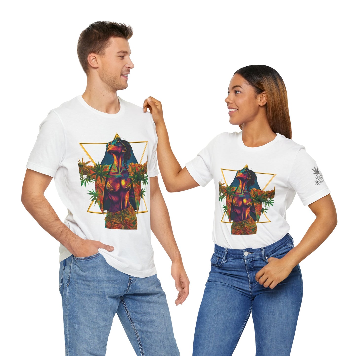 Sacred Geometry Cannabis Goddess Tee - Psychedelic Beauty Art Design | High Roller