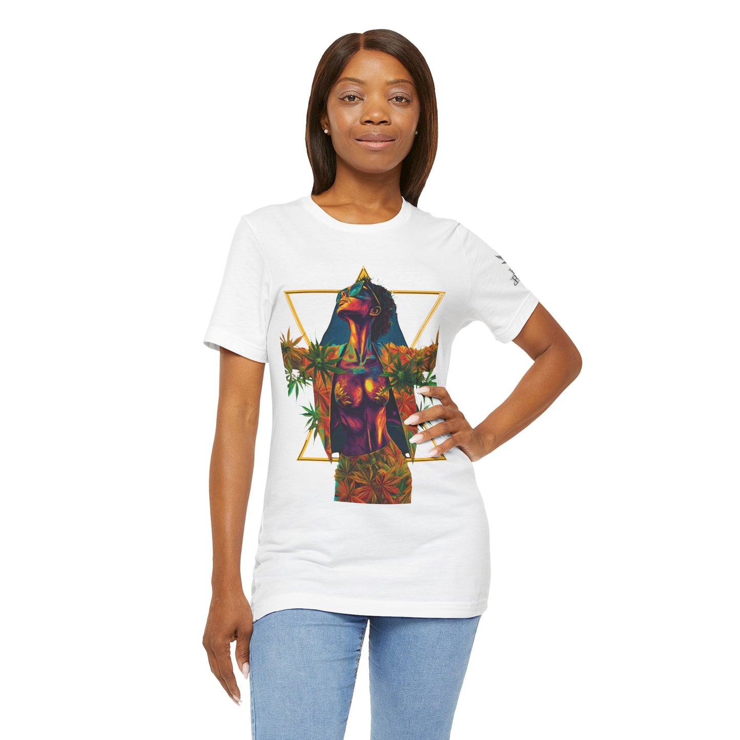 Sacred Geometry Cannabis Goddess Tee - Psychedelic Beauty Art Design | High Roller