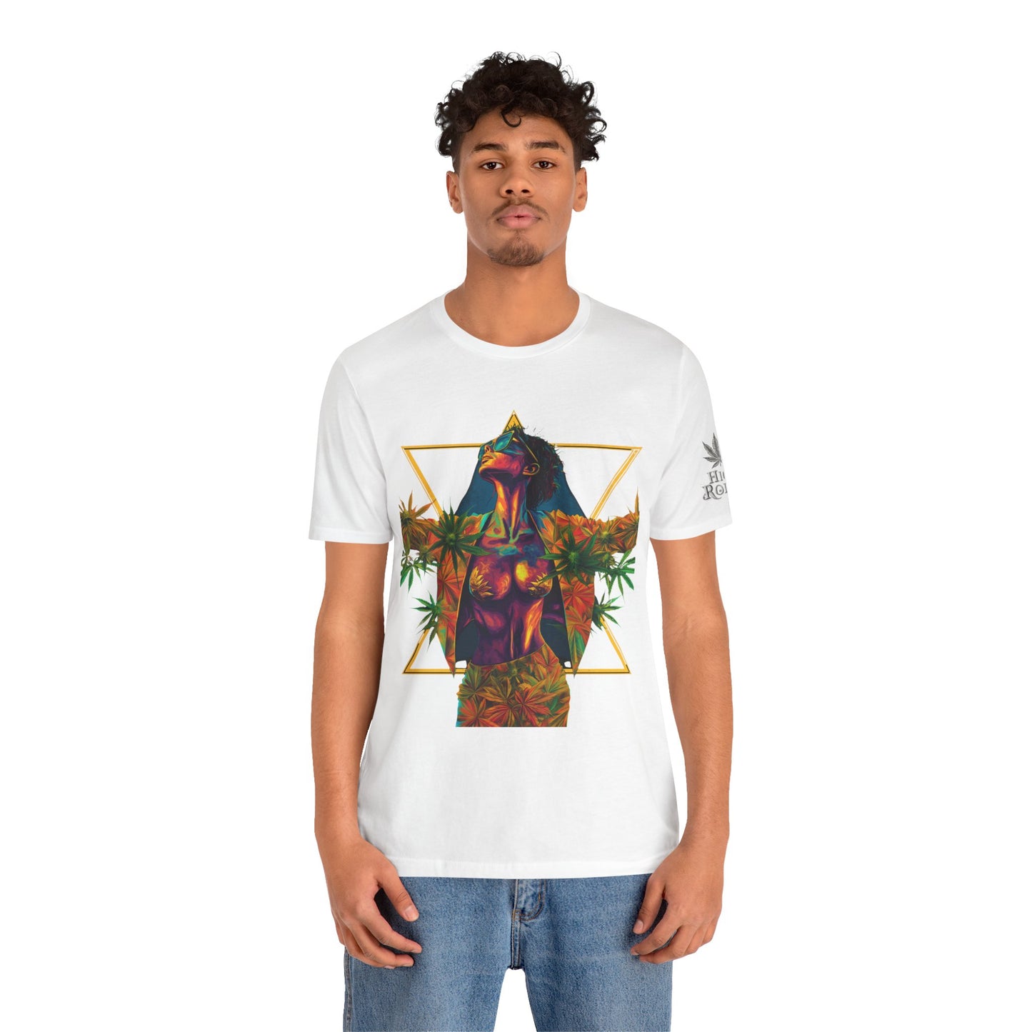 Sacred Geometry Cannabis Goddess Tee - Psychedelic Beauty Art Design | High Roller