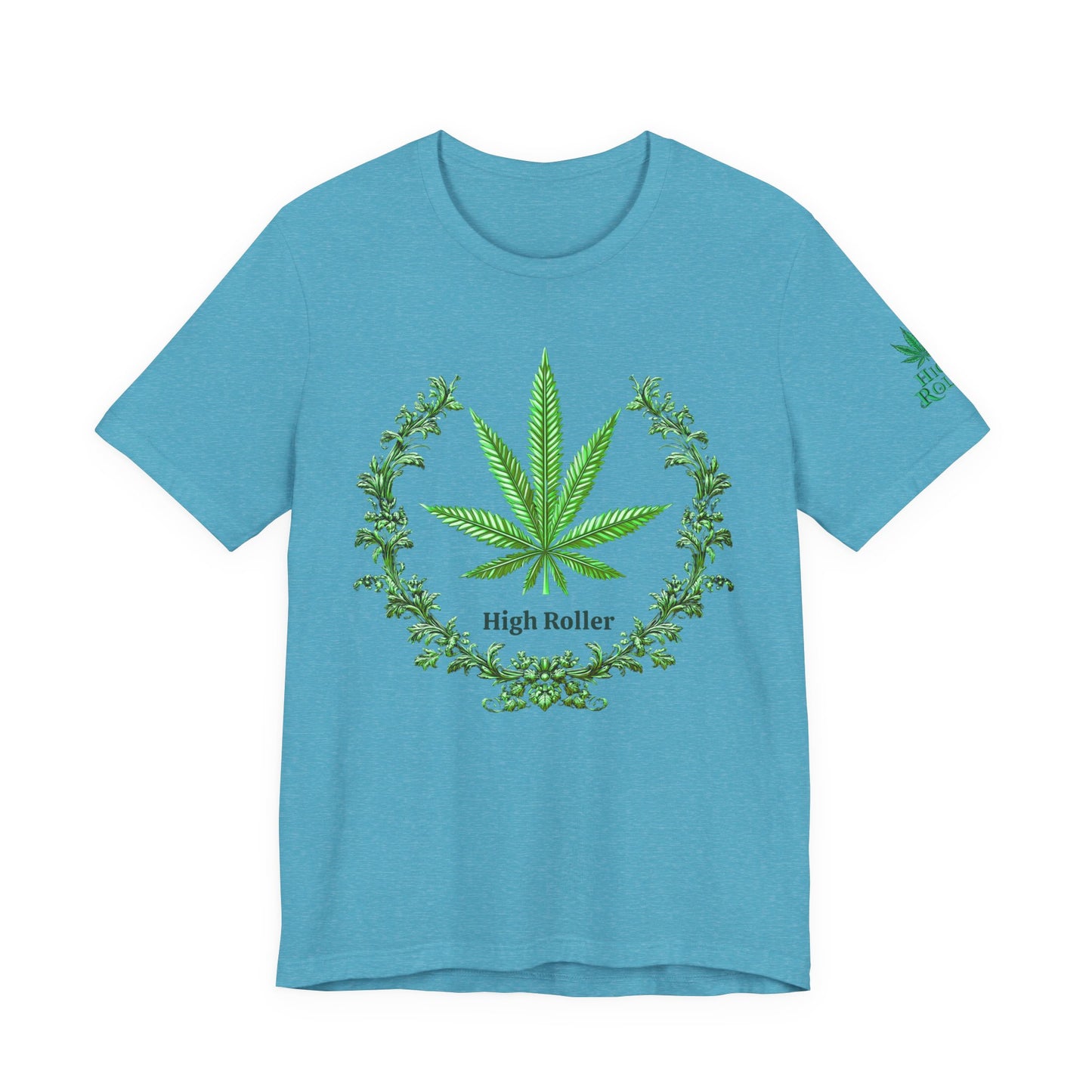 Cannabis Crest Wreath Tee - Botanical Elegance Art Design | High Roller