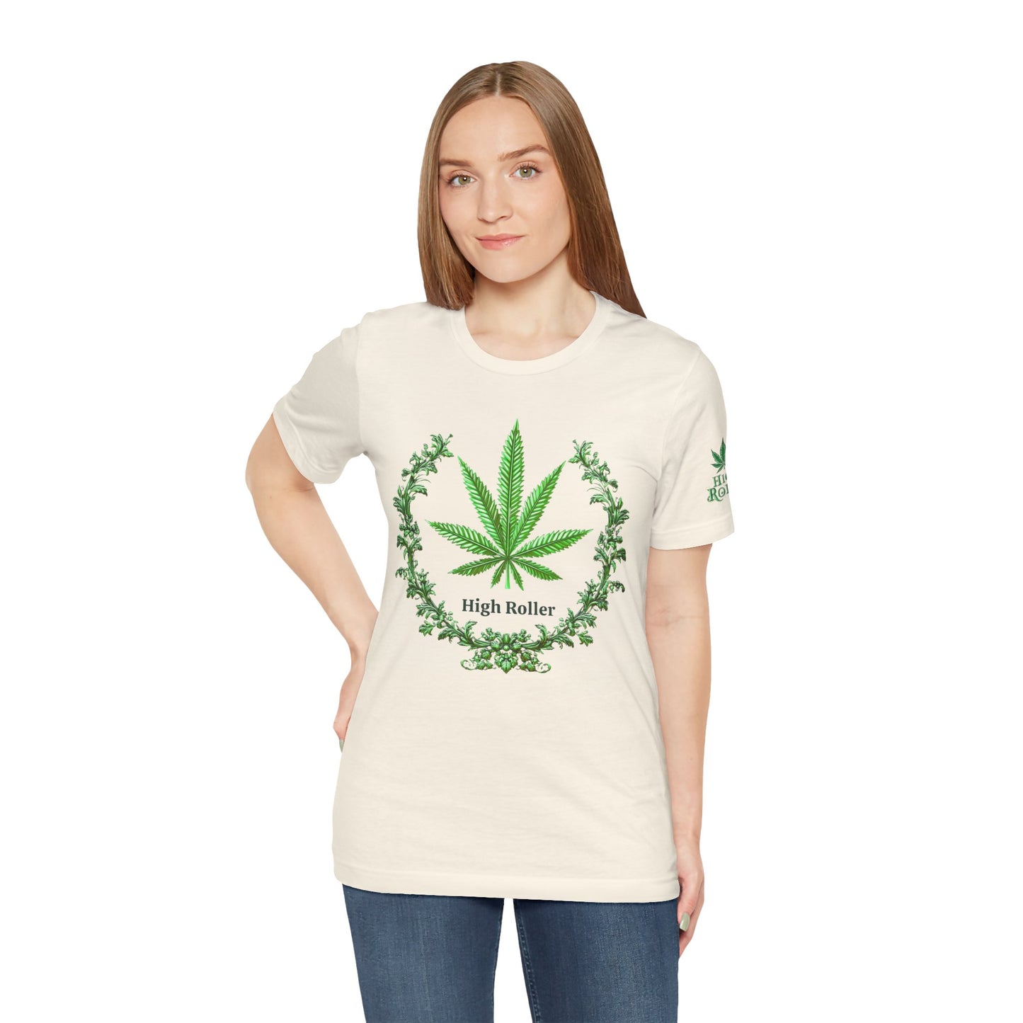 Cannabis Crest Wreath Tee - Botanical Elegance Art Design | High Roller