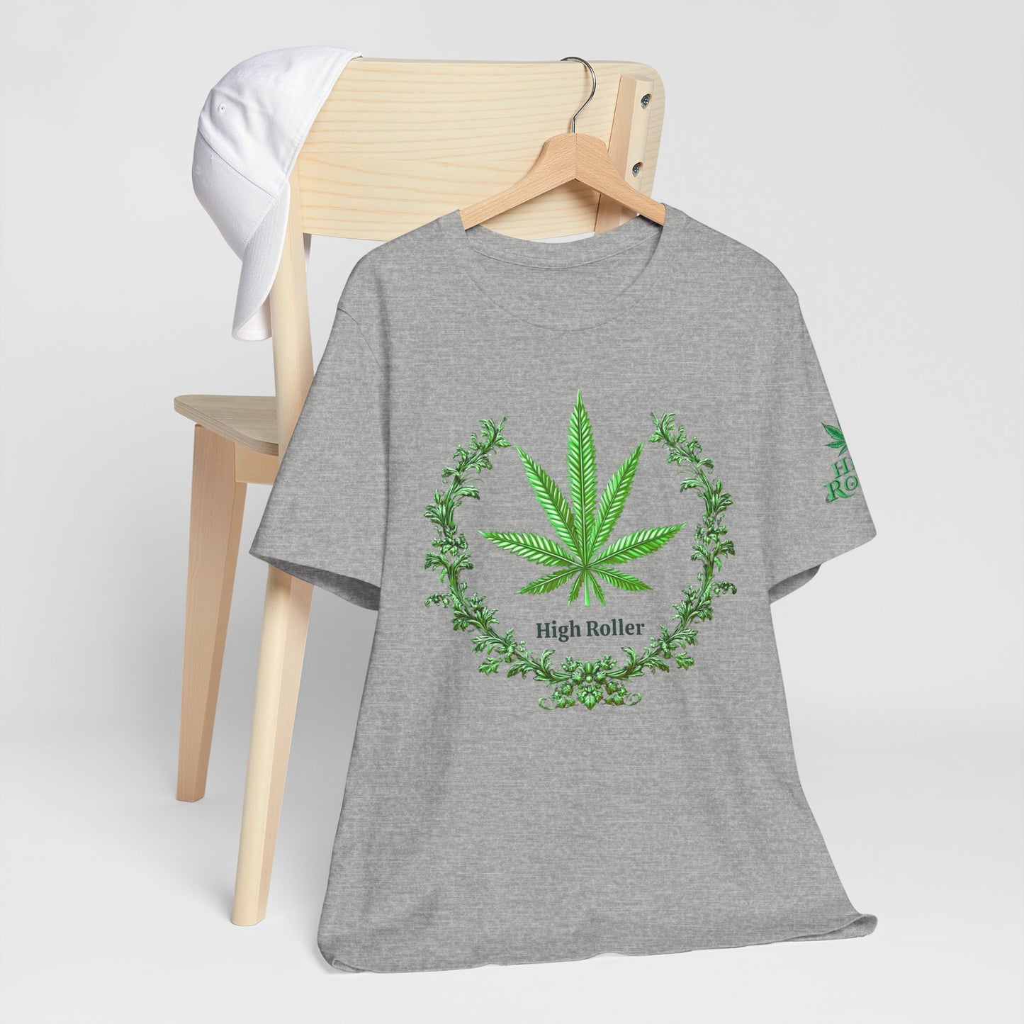 Cannabis Crest Wreath Tee - Botanical Elegance Art Design | High Roller