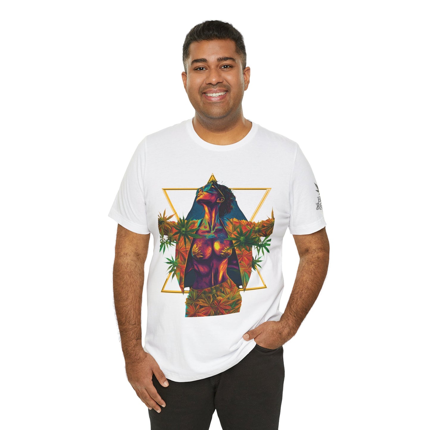 Sacred Geometry Cannabis Goddess Tee - Psychedelic Beauty Art Design | High Roller