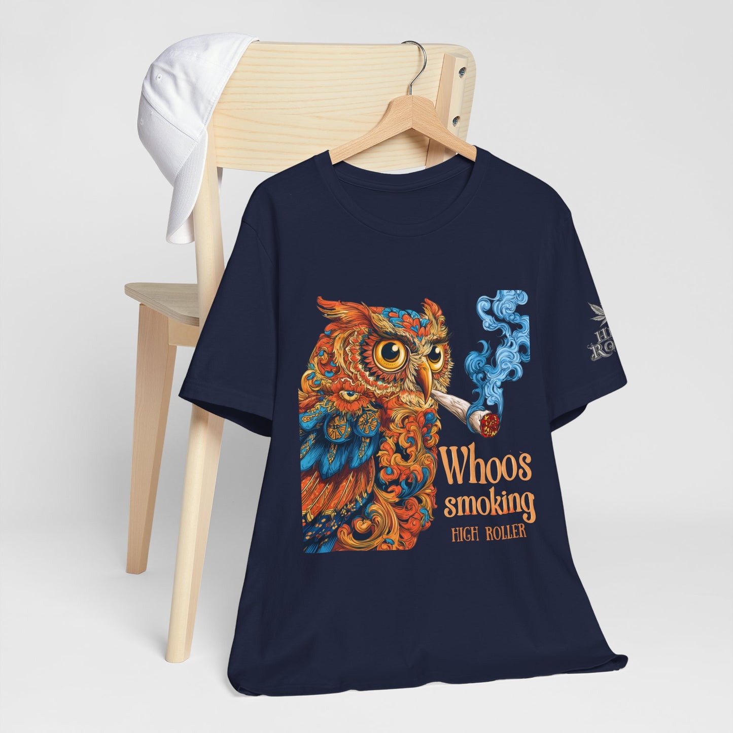 Whoos Smoking Owl Tee - Wise Cannabis Art Design | High Roller