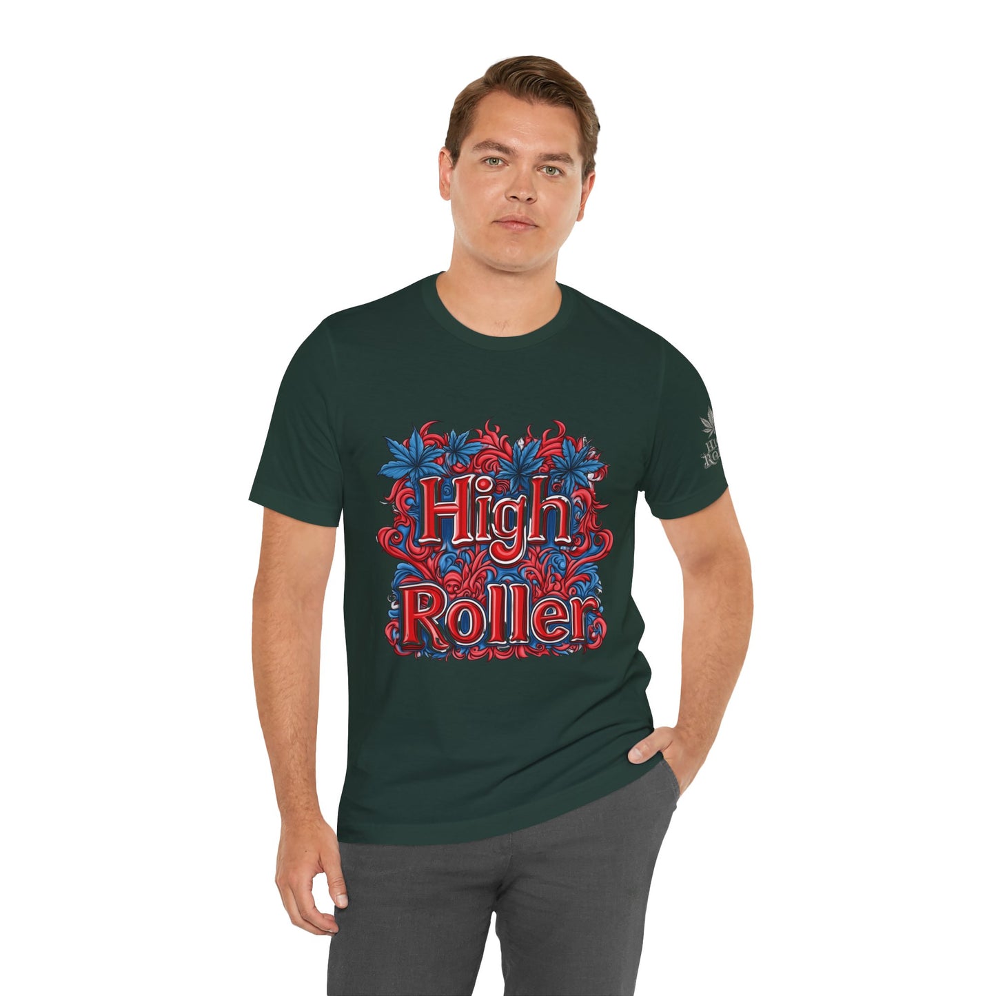High Roller Ornate Logo Tee - Cannabis Typography Art Design | High Roller