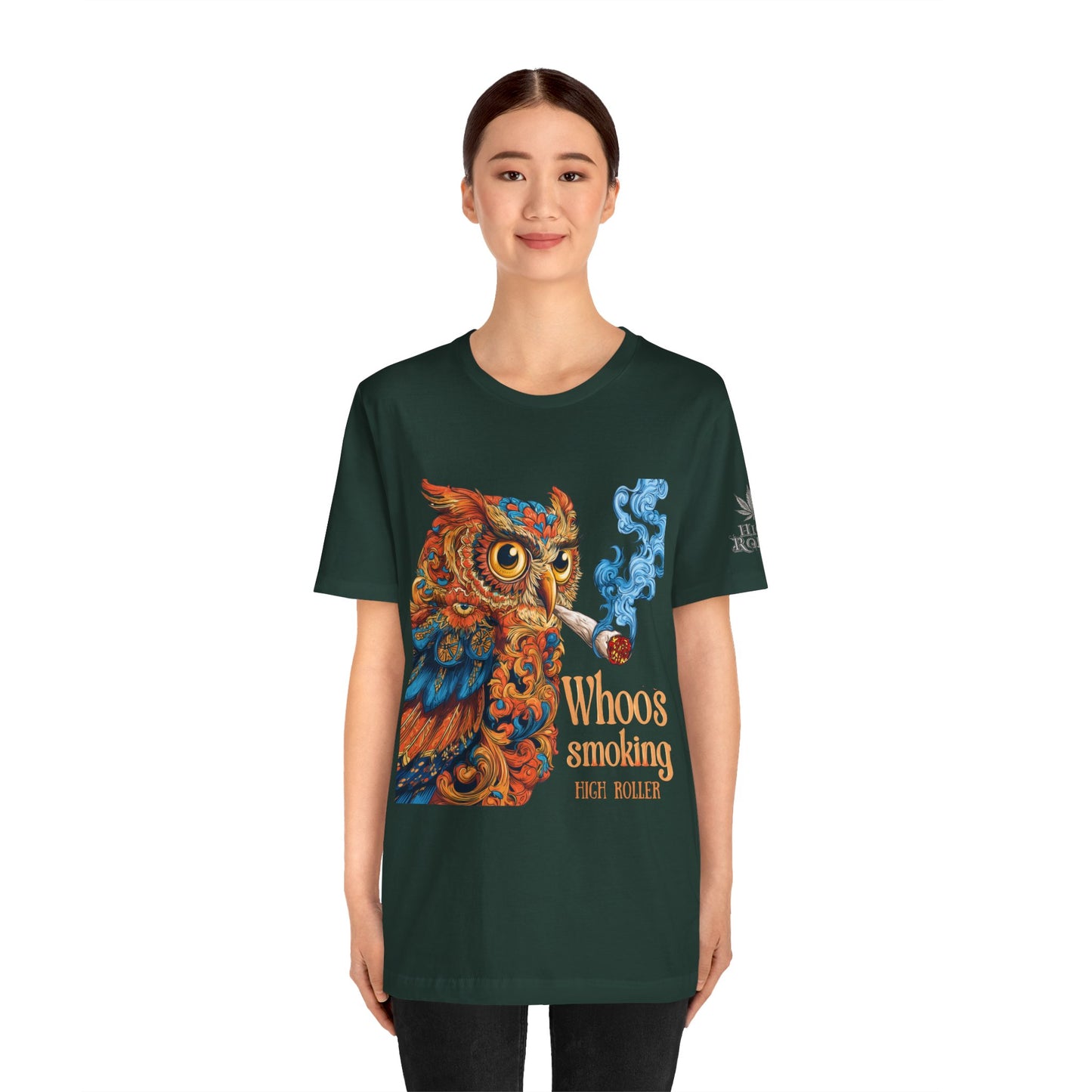 Whoos Smoking Owl Tee - Wise Cannabis Art Design | High Roller