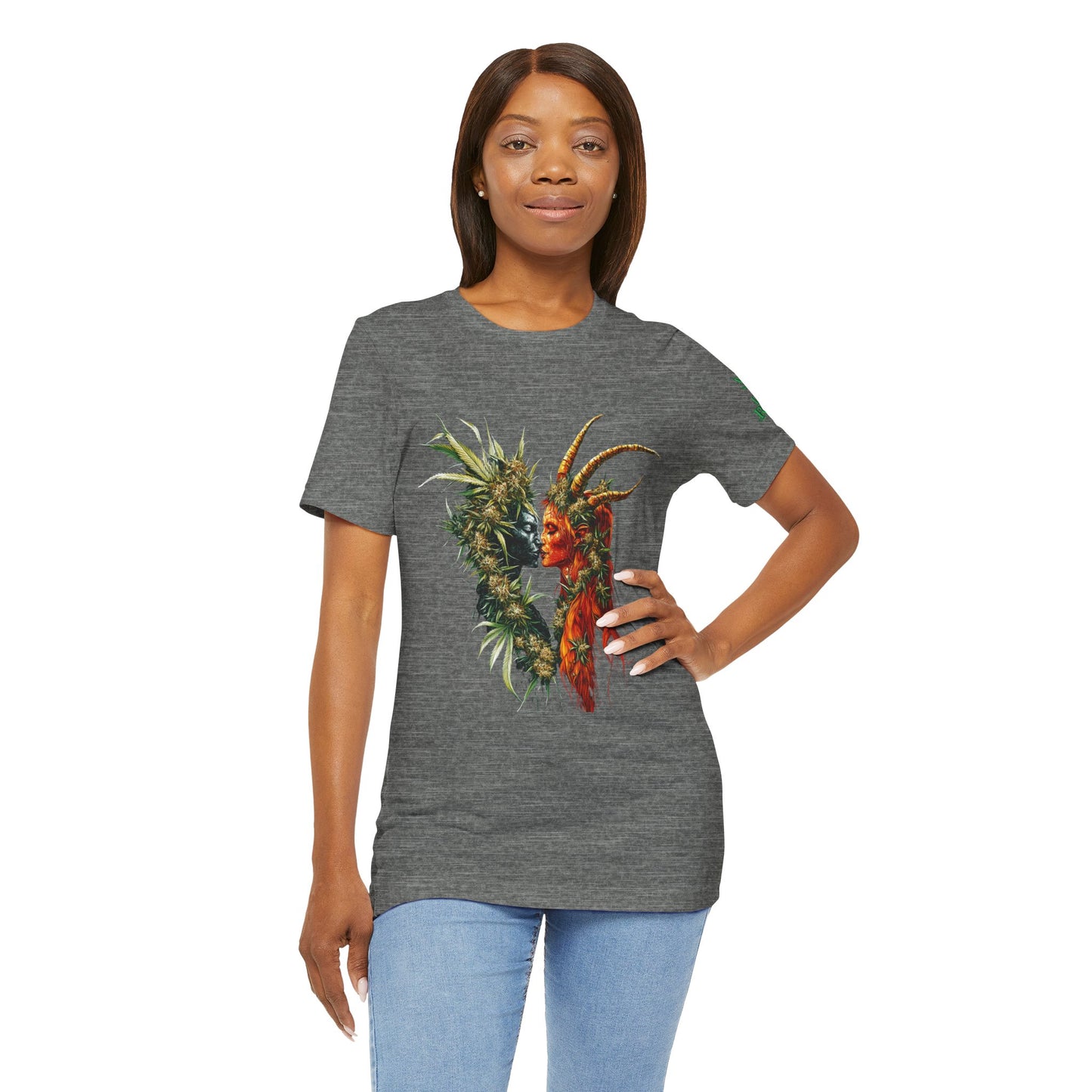 Cannabis Art Dual Face T-Shirt - Premium Unisex Cotton Tee
